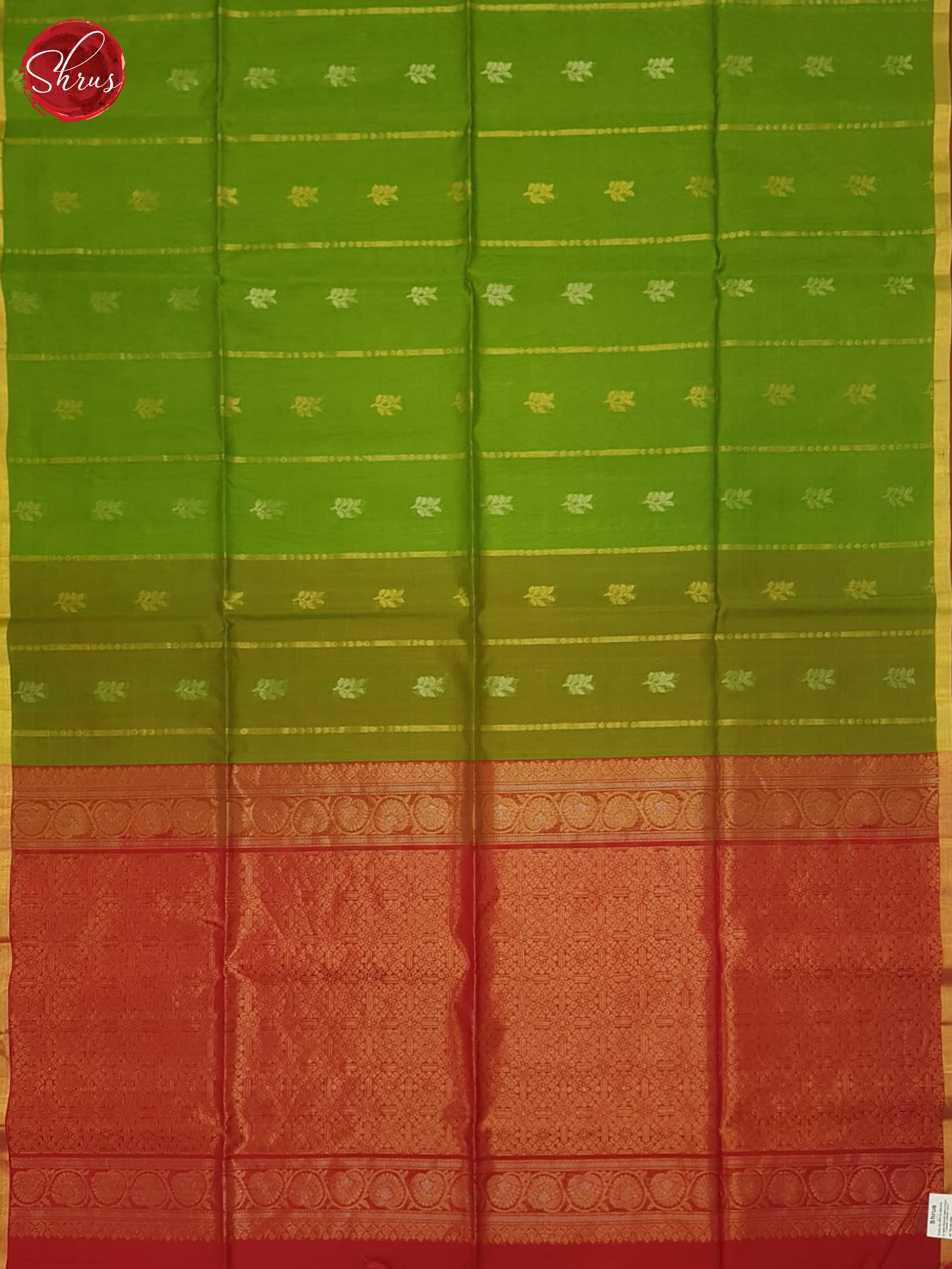 Green And Red- Silk Cotton Saree - Shop on ShrusEternity.com