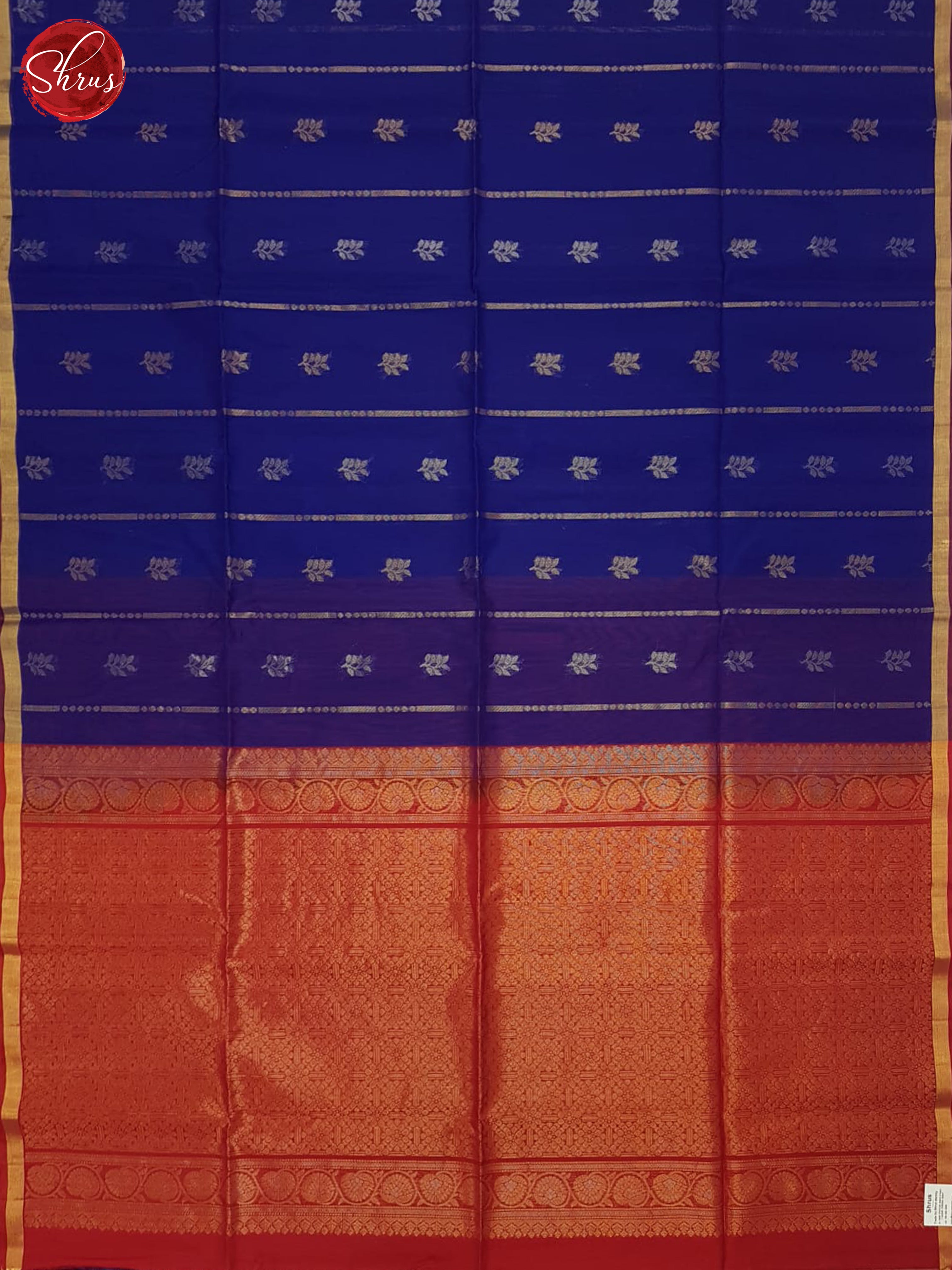 Blue And Red- Silk Cotton Saree - Shop on ShrusEternity.com