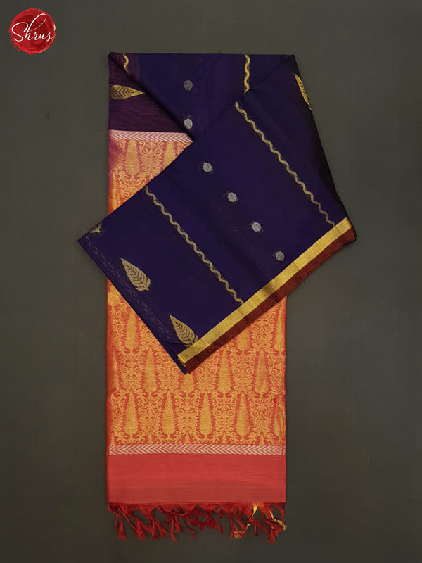 Blue And Pink- Silk Cotton saree - Shop on ShrusEternity.com