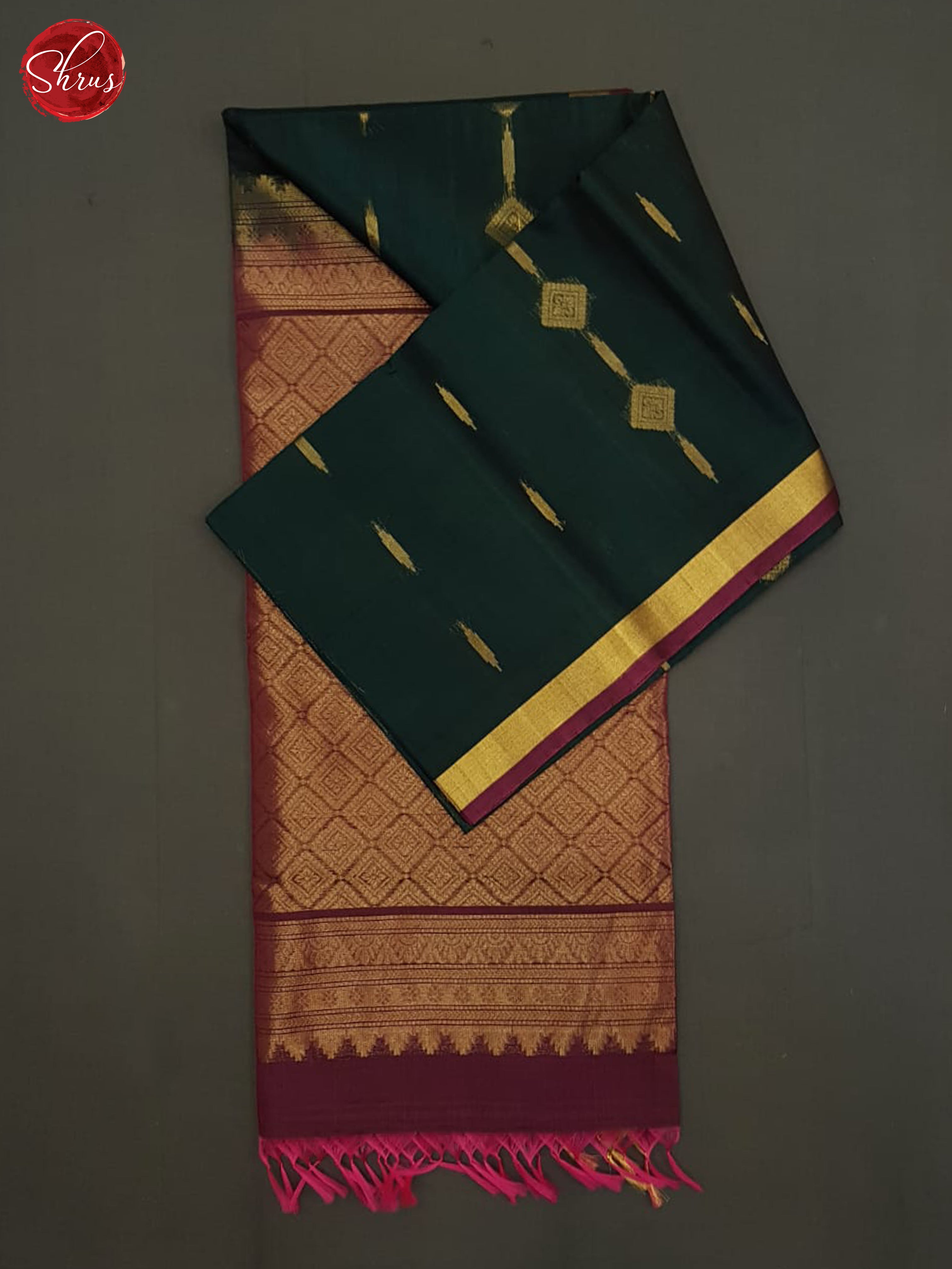 Green And Maroon- Silk Cotton Saree - Shop on ShrusEternity.com