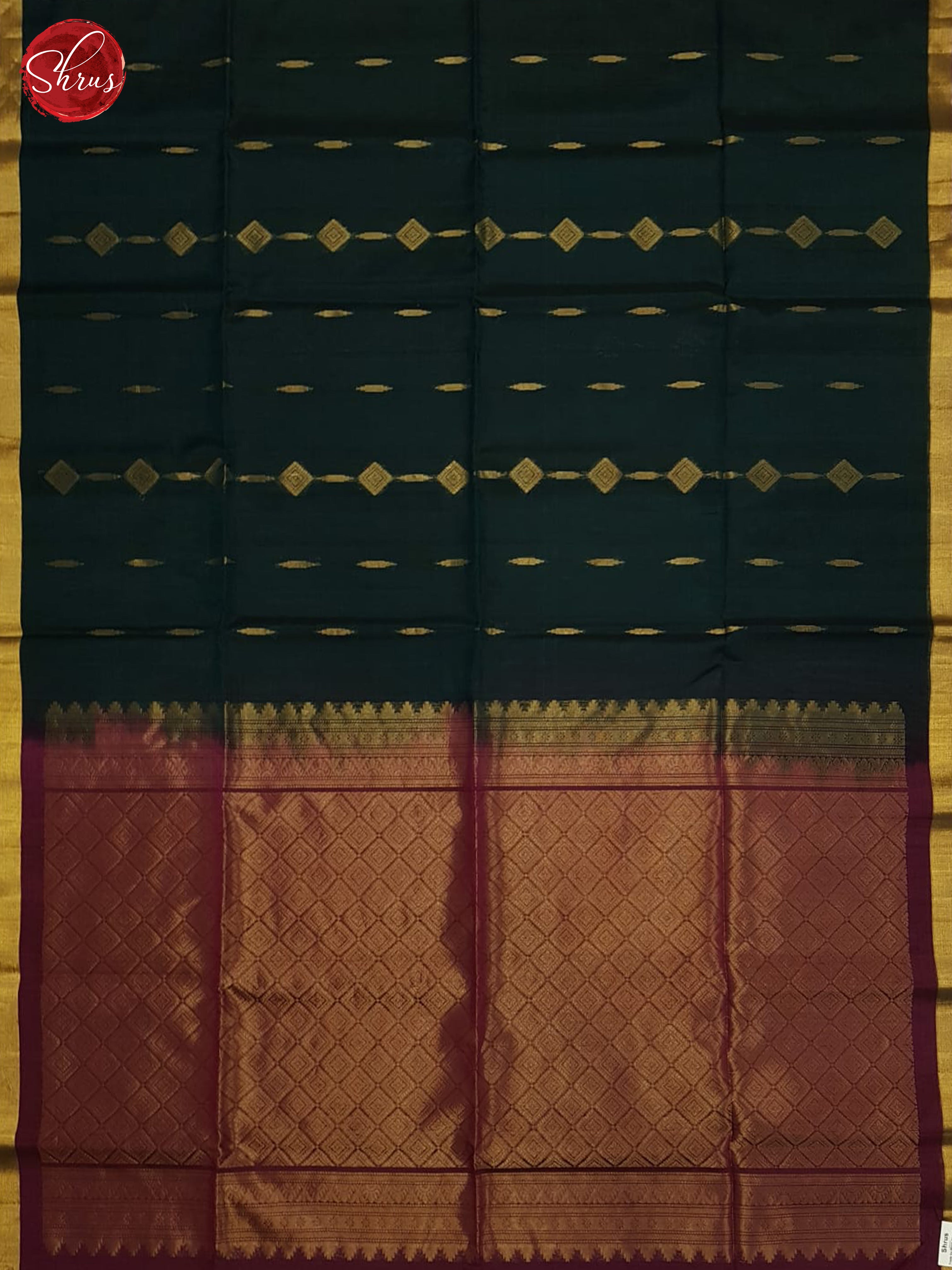 Green And Maroon- Silk Cotton Saree - Shop on ShrusEternity.com