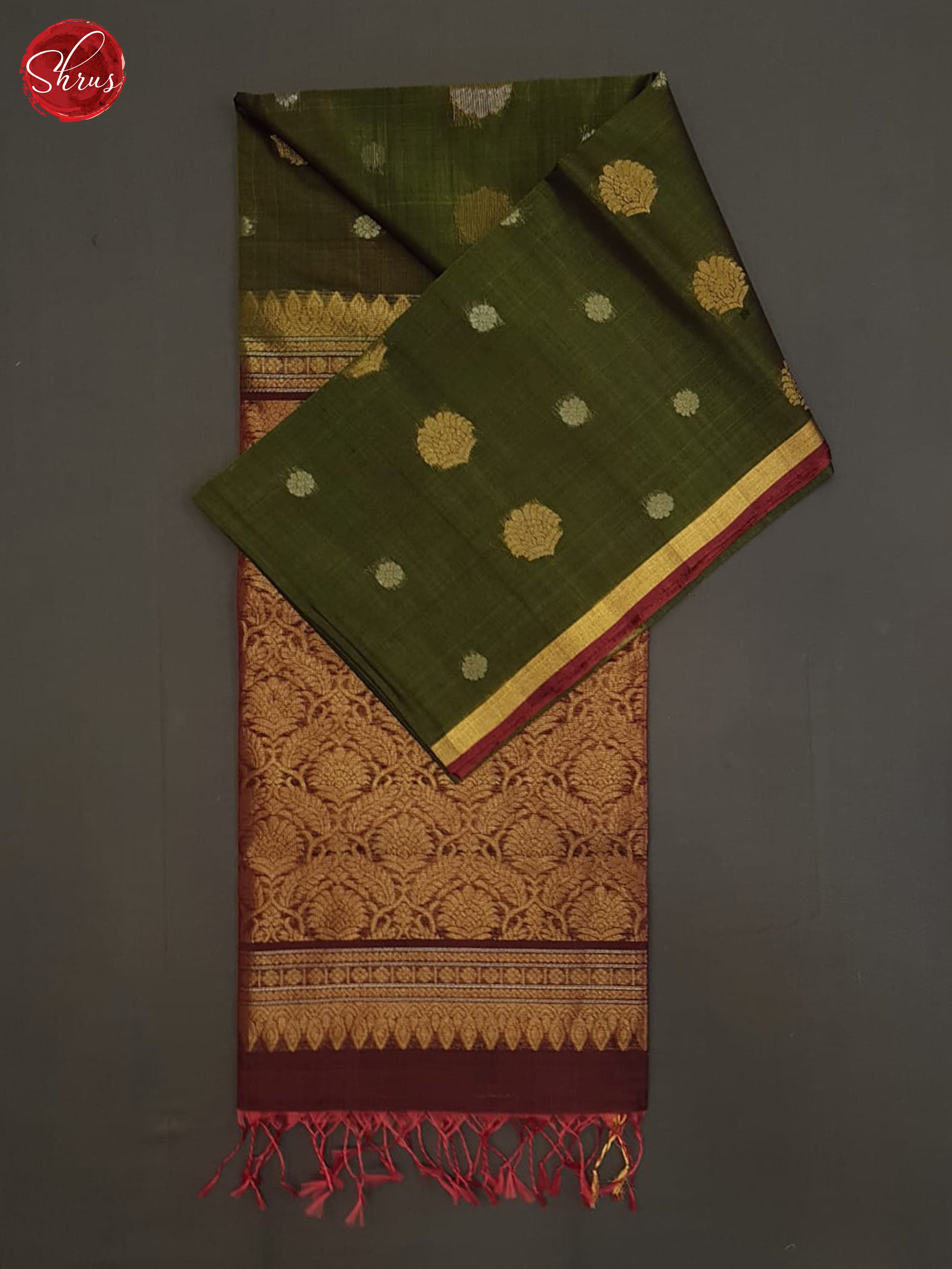 Green And Maroon- Silk cotton saree - Shop on ShrusEternity.com