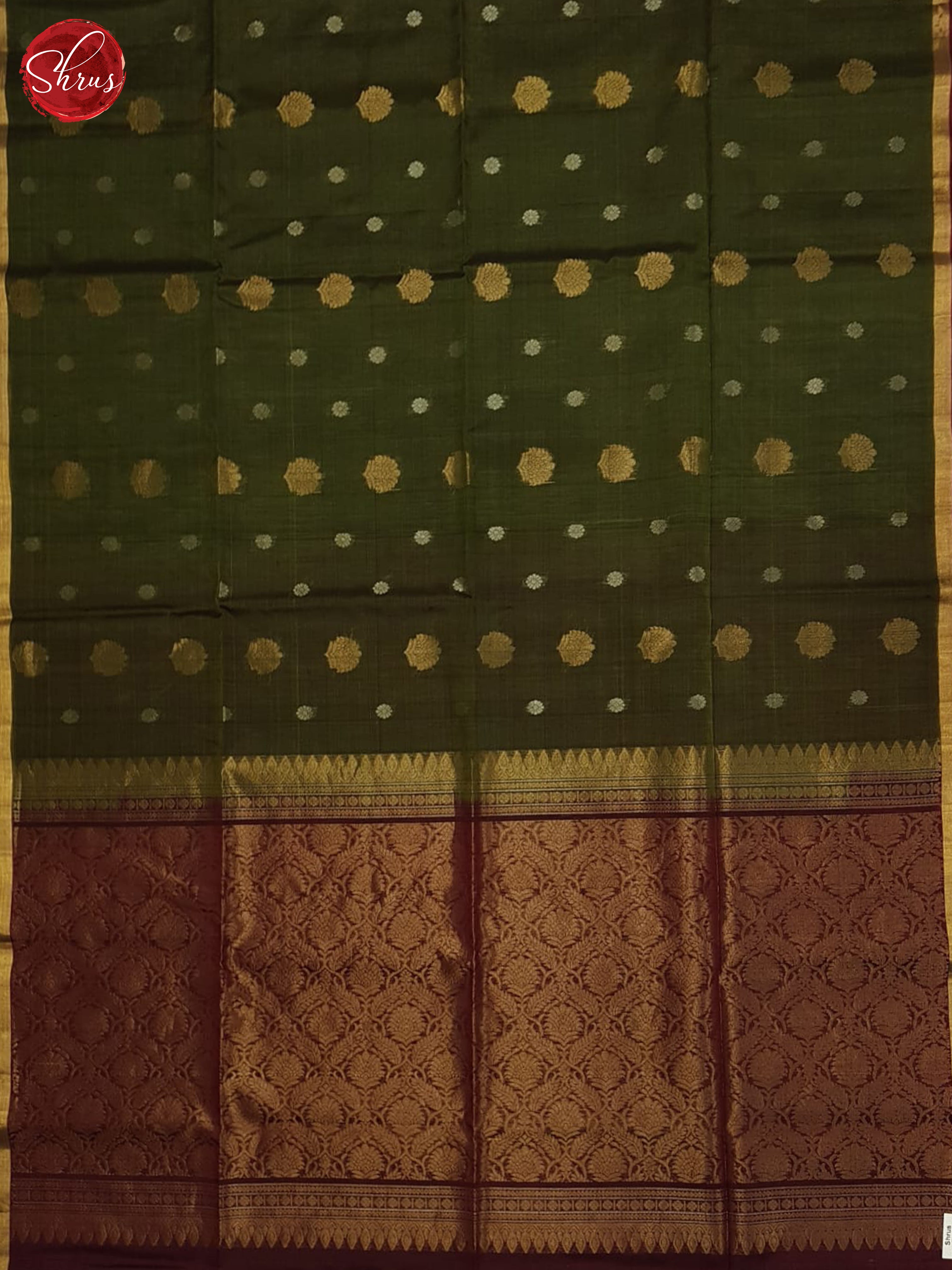 Green And Maroon- Silk cotton saree - Shop on ShrusEternity.com