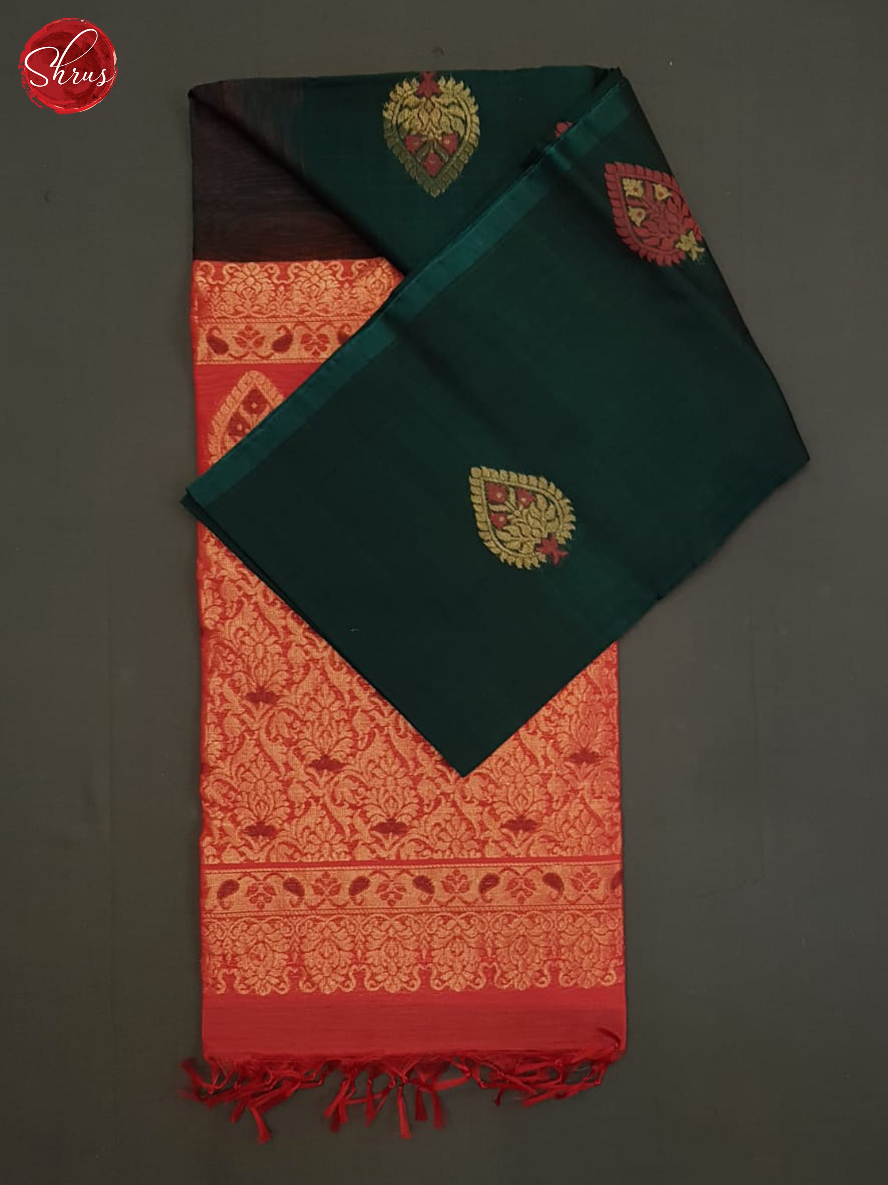 Green And Pink- Silk Cotton Saree - Shop on ShrusEternity.com