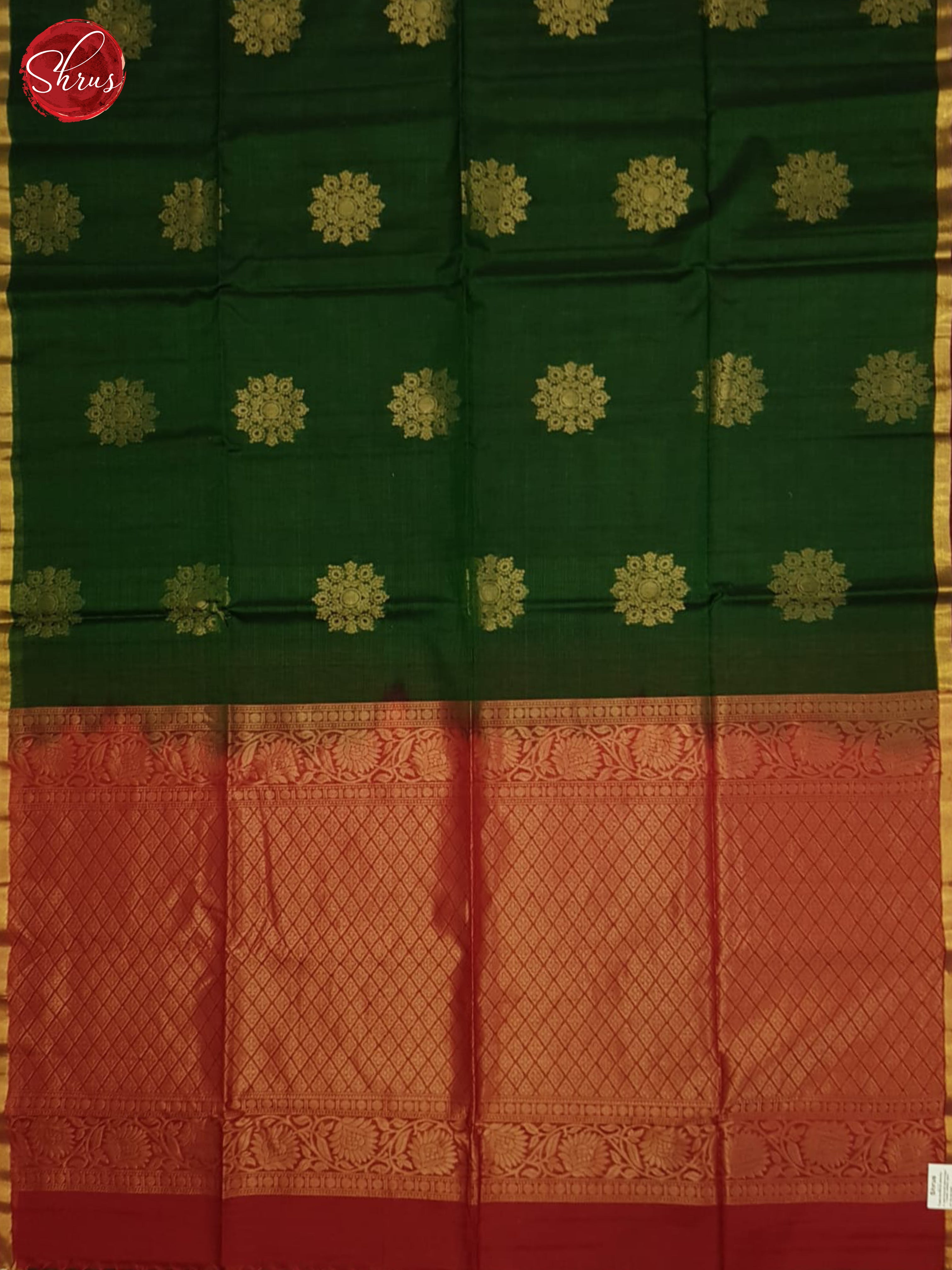 Green And Red-Silk Cotton Saree - Shop on ShrusEternity.com