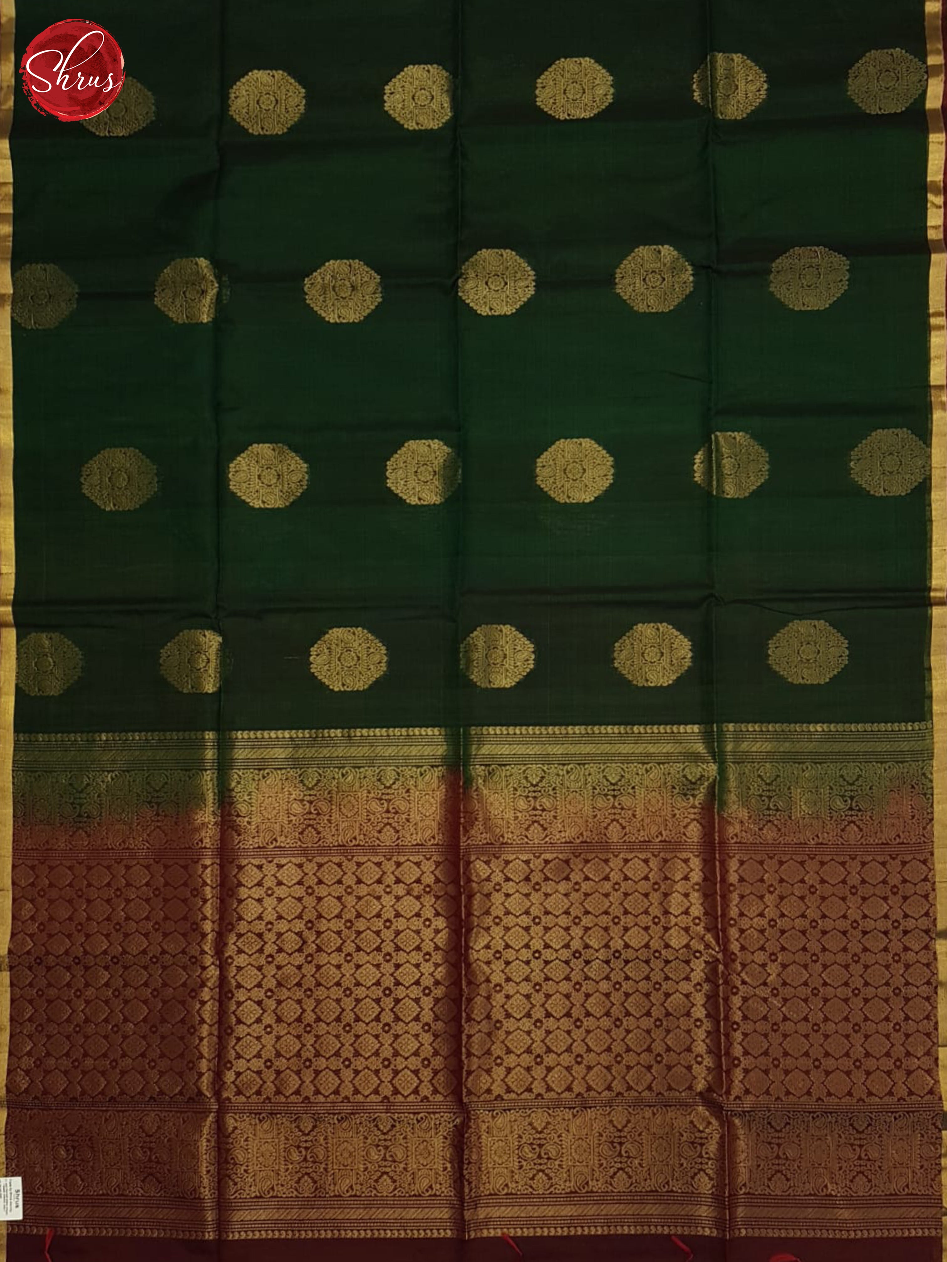 Green And Arakku Maroon- Silk Cotton Saree - Shop on ShrusEternity.com