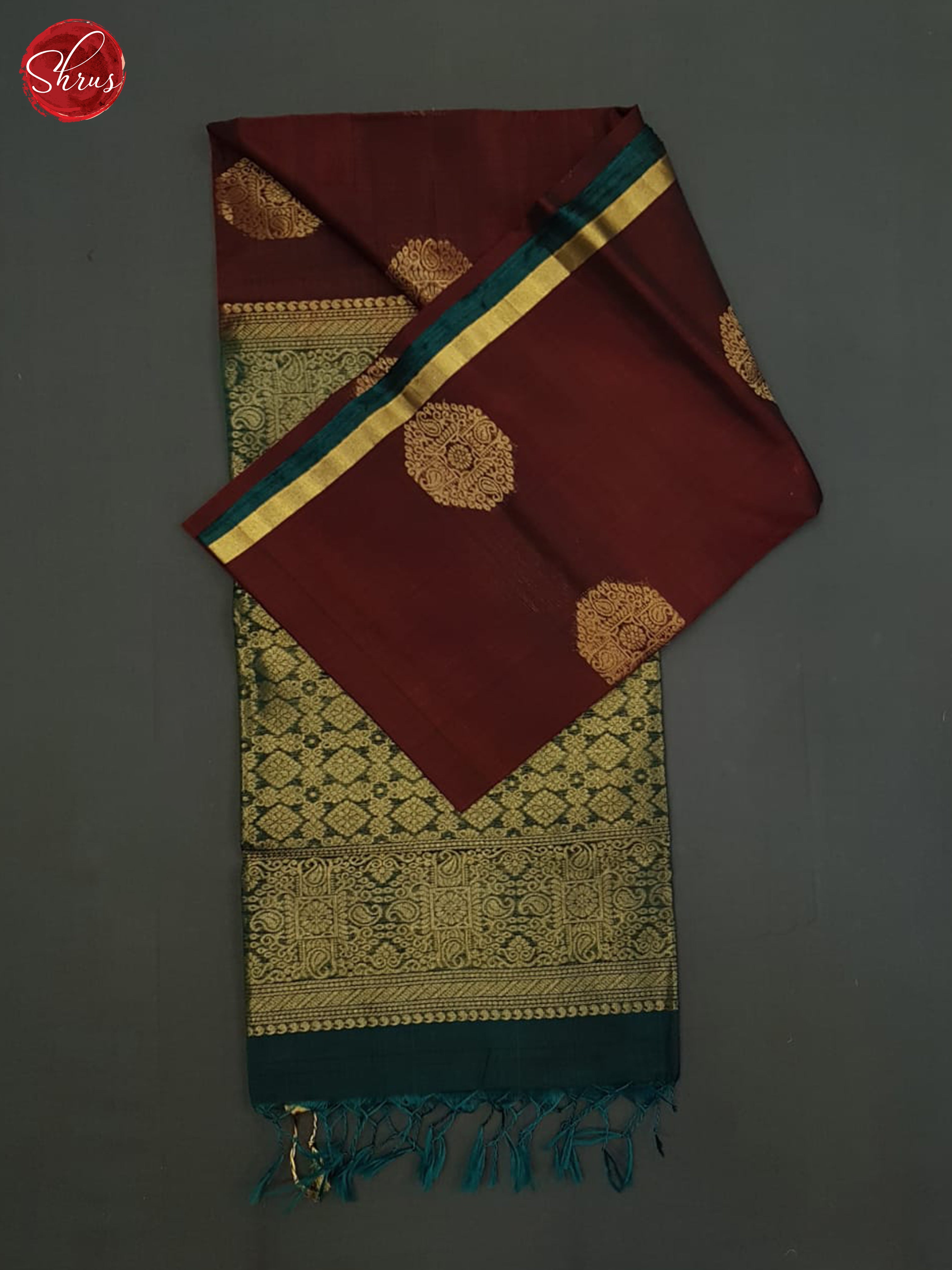 Brown And And Green- Silk Cotton Saree - Shop on ShrusEternity.com