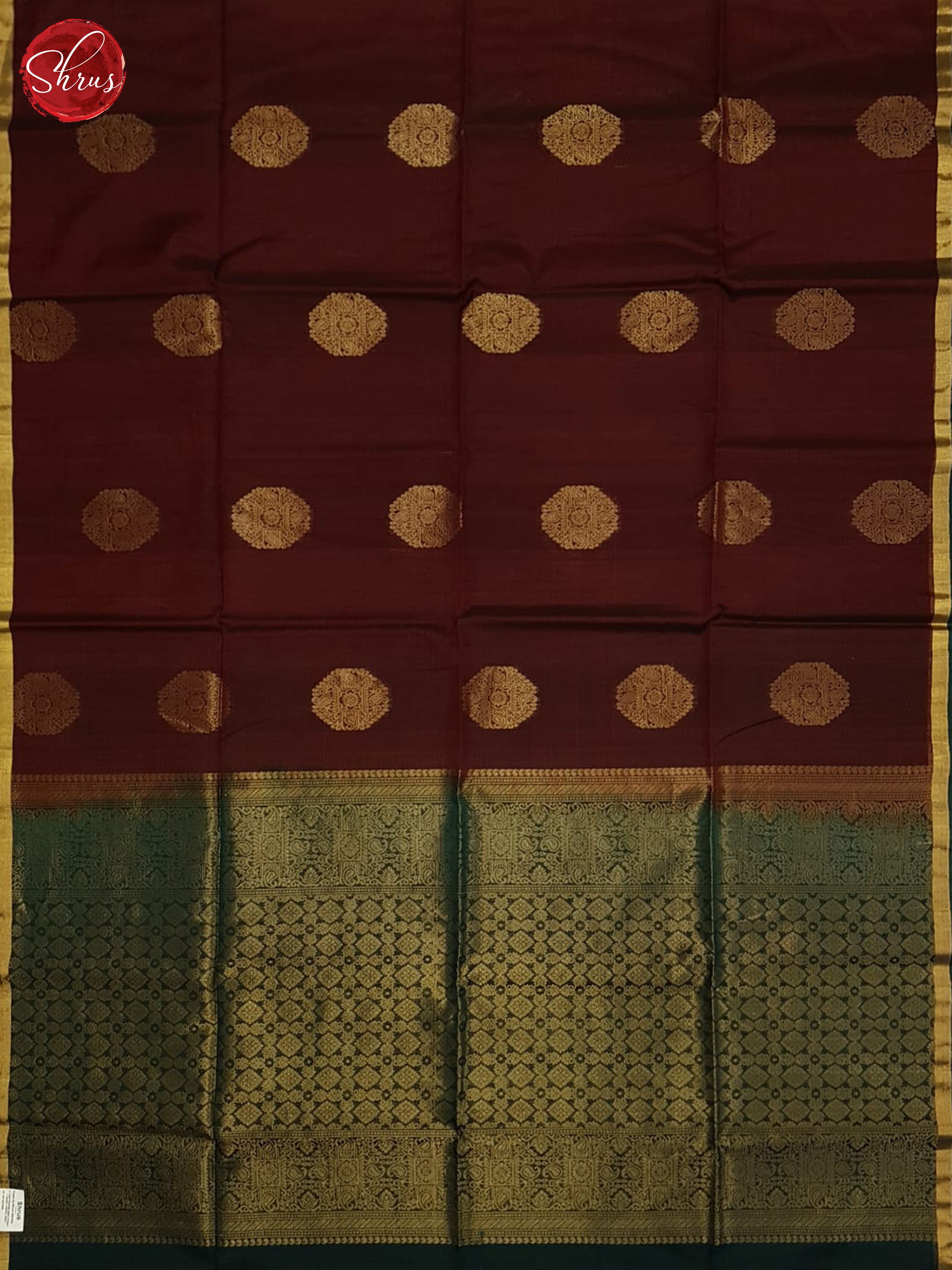 Brown And And Green- Silk Cotton Saree - Shop on ShrusEternity.com