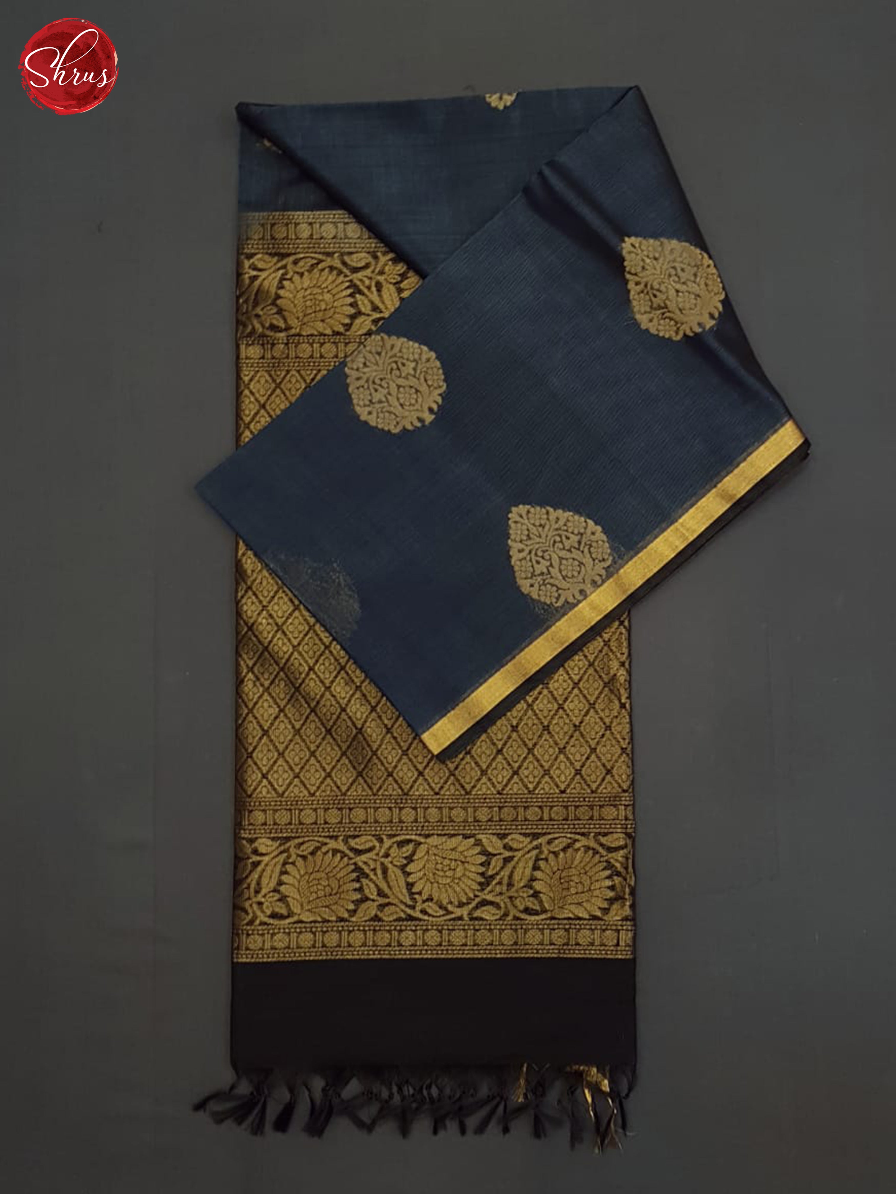 Grey And Black- Silk Cotton Saree - Shop on ShrusEternity.com