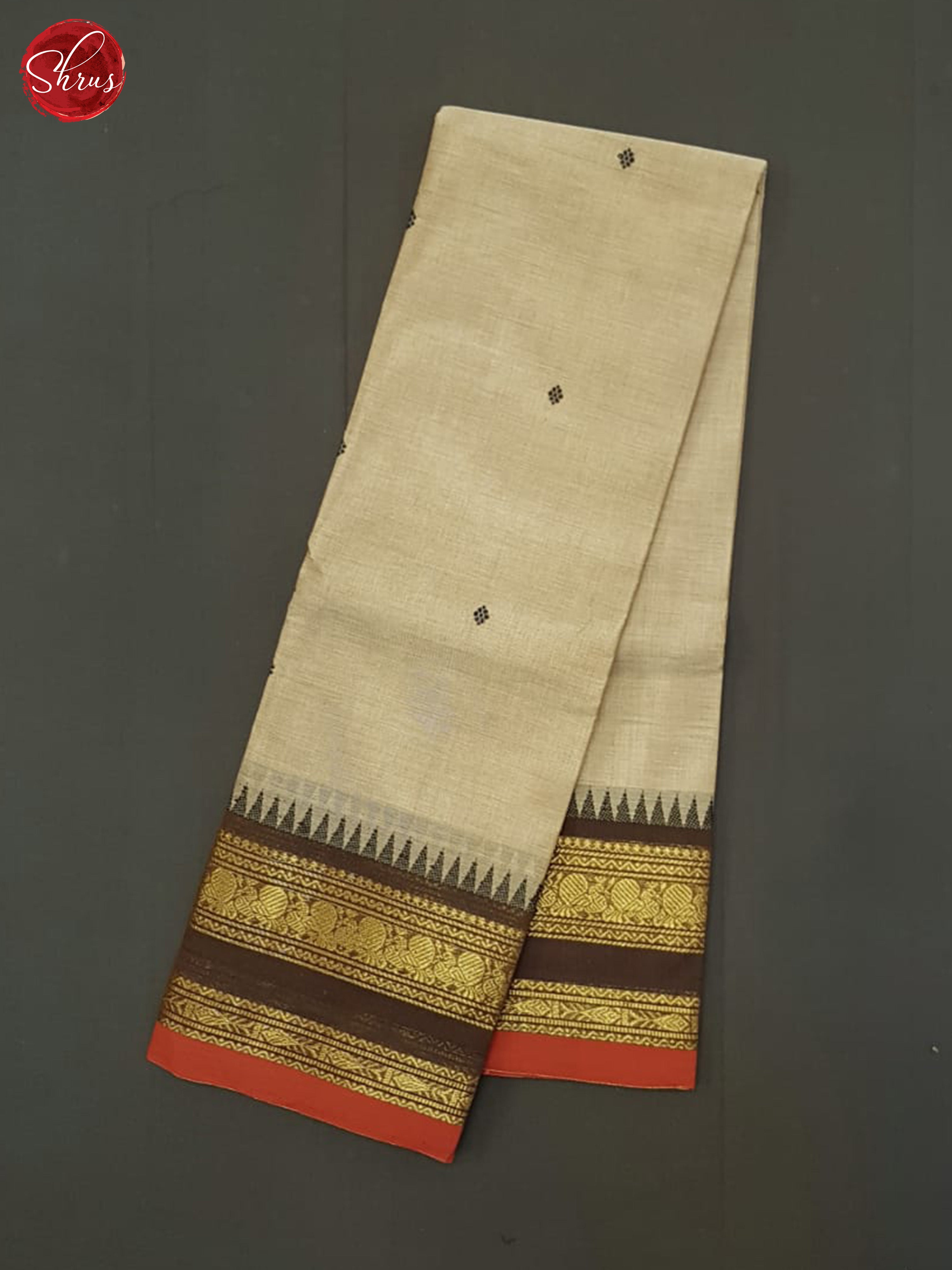 Beige And Brown- Chettinad Cotton Saree - Shop on ShrusEternity.com