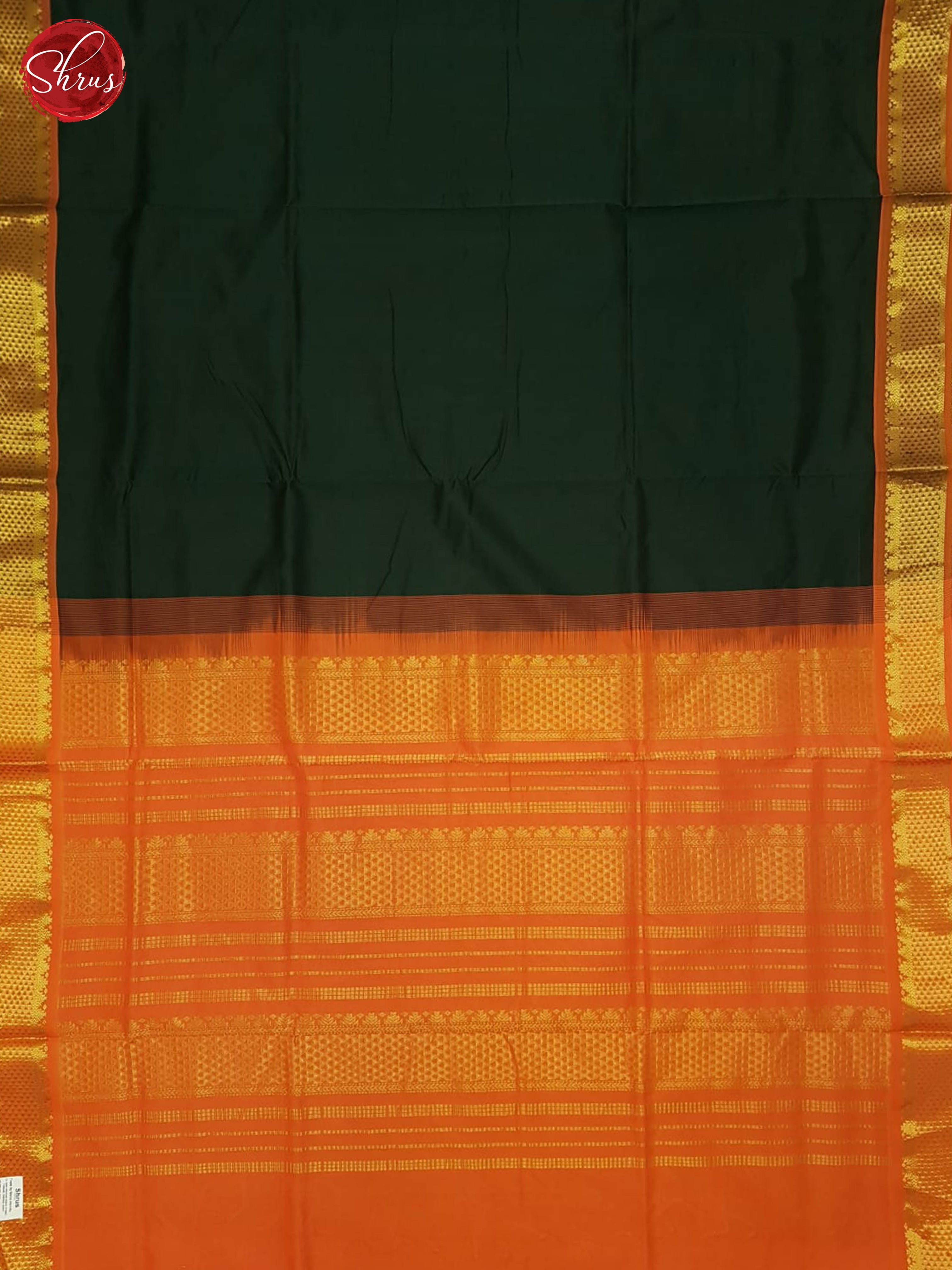 Green And Orange- Silk Cotton Half-pure Saree - Shop on ShrusEternity.com