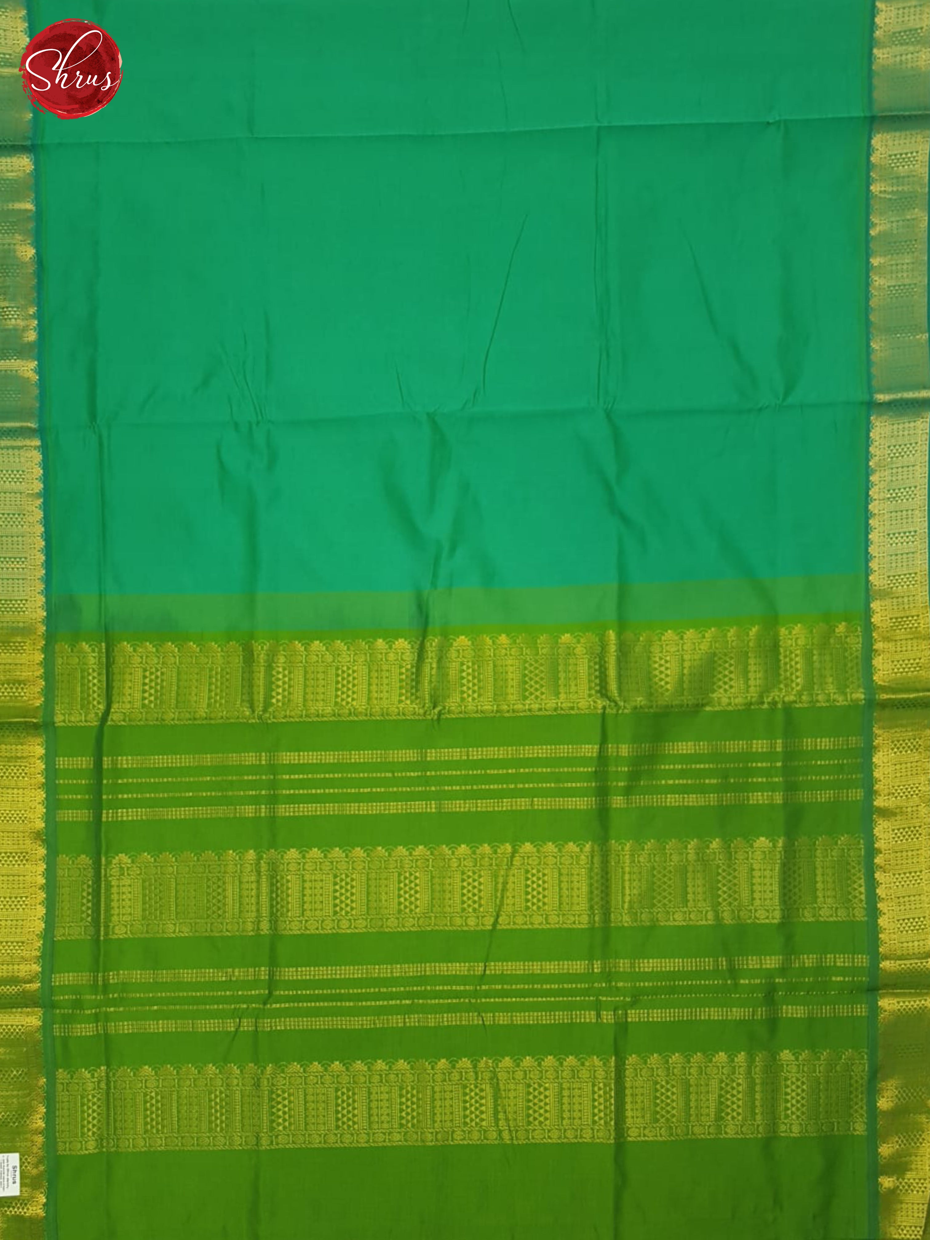 Green & Light Green - Silk Cotton  Half-pure Saree - Shop on ShrusEternity.com