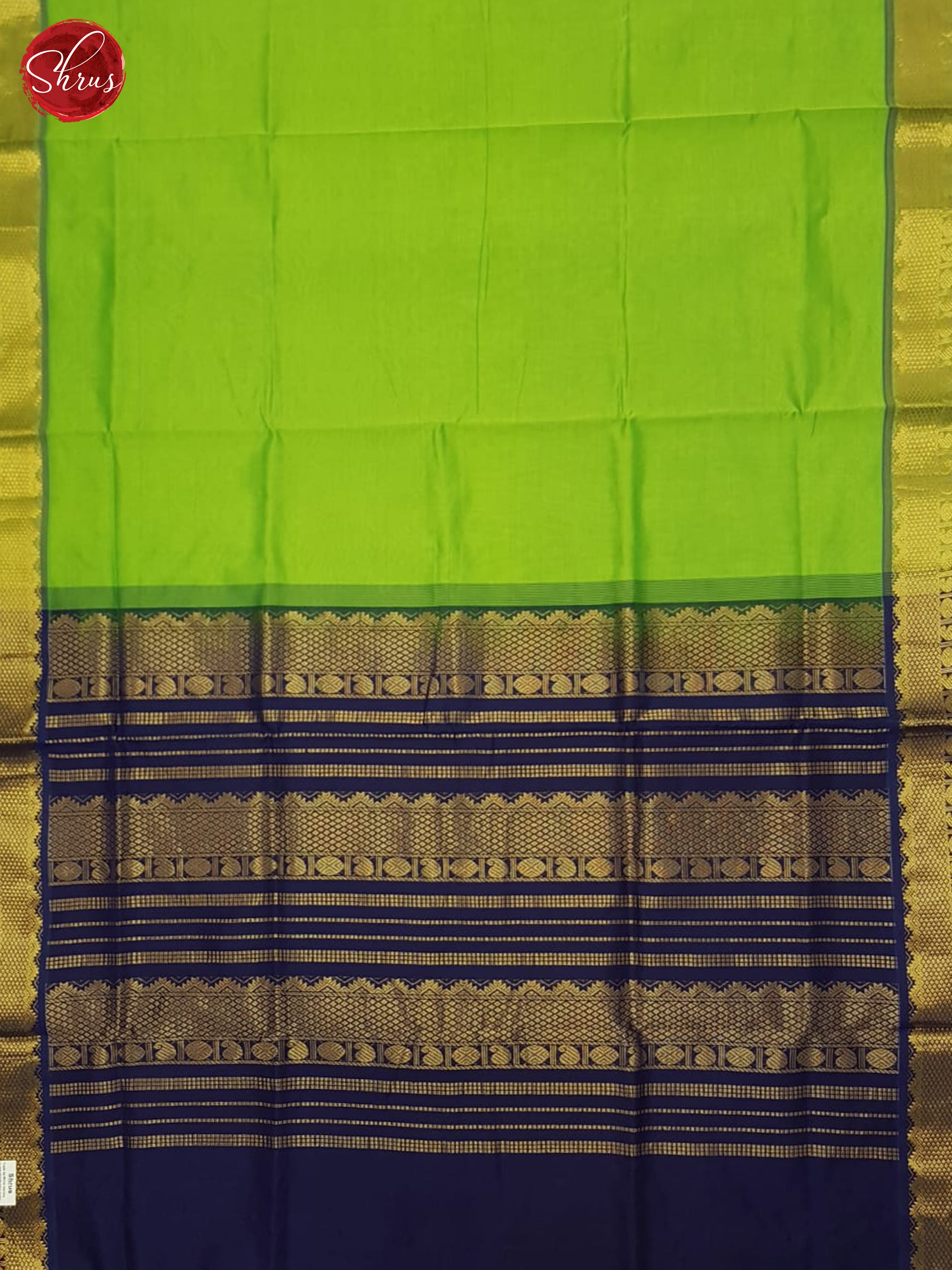 Green And Blue- Silk Cotton half-pure Saree - Shop on ShrusEternity.com