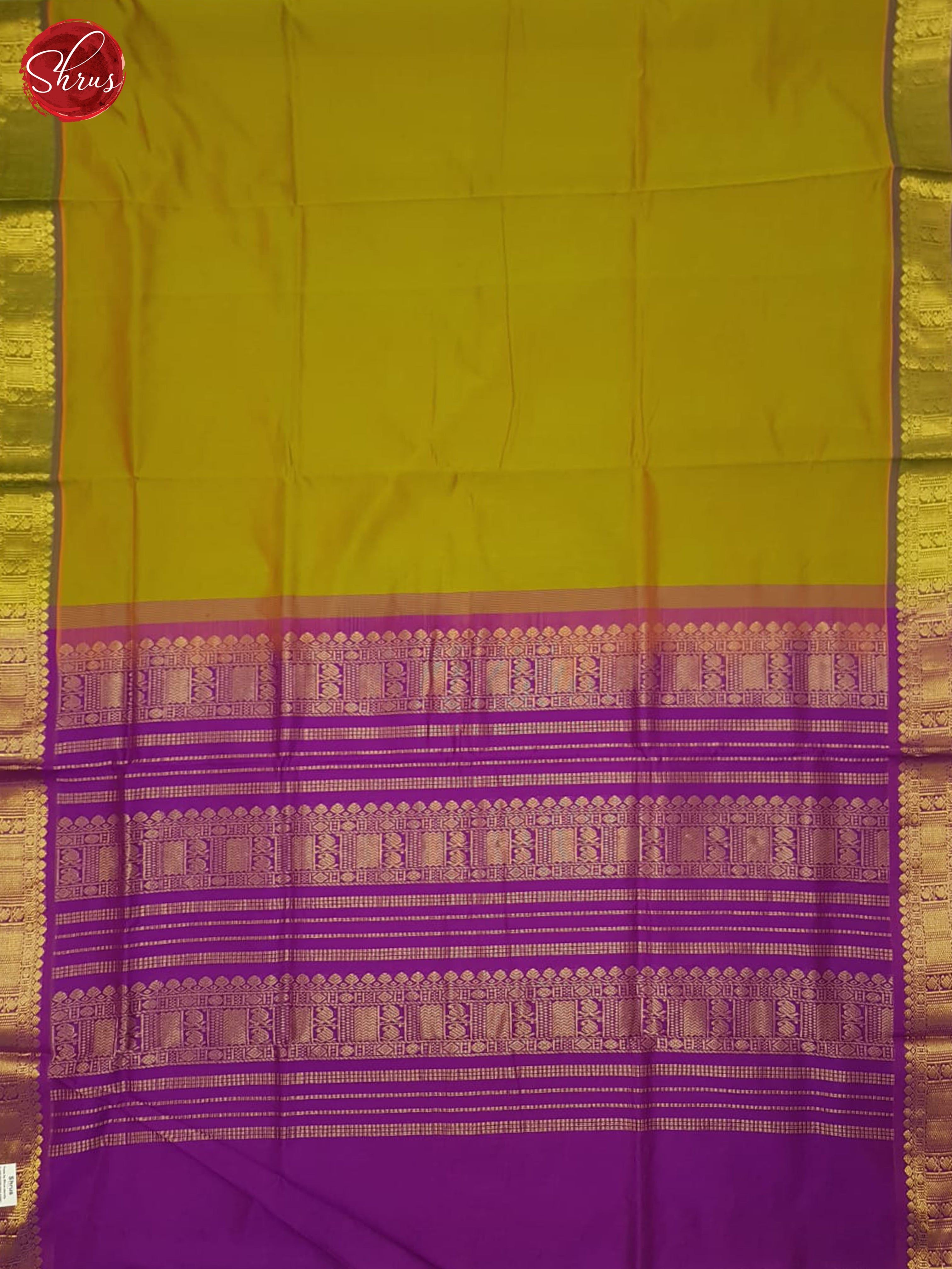 Green And Purple- Silk Cotton Half-pure Saree - Shop on ShrusEternity.com