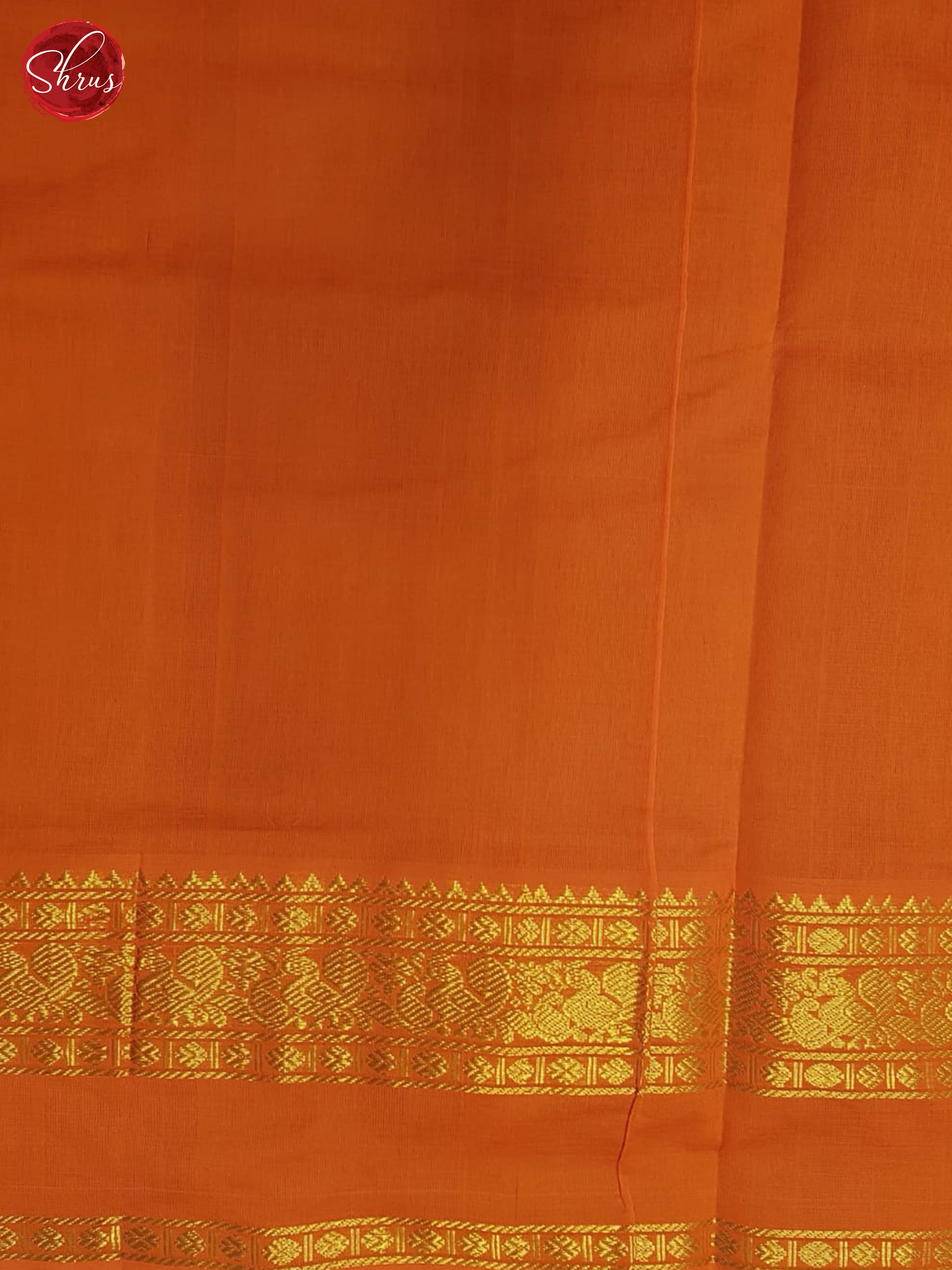 Green And Orange- Silk Cotton Half-pure Saree - Shop on ShrusEternity.com