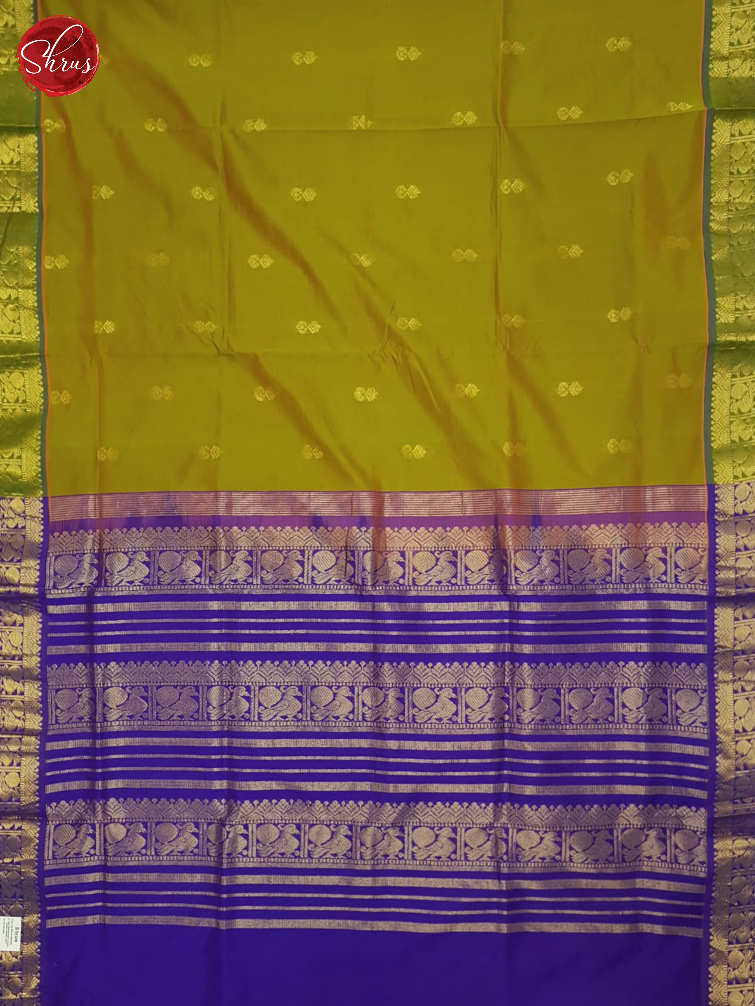 Mathulir Green And Blue- Silk Cotton  half-pure Saree - Shop on ShrusEternity.com