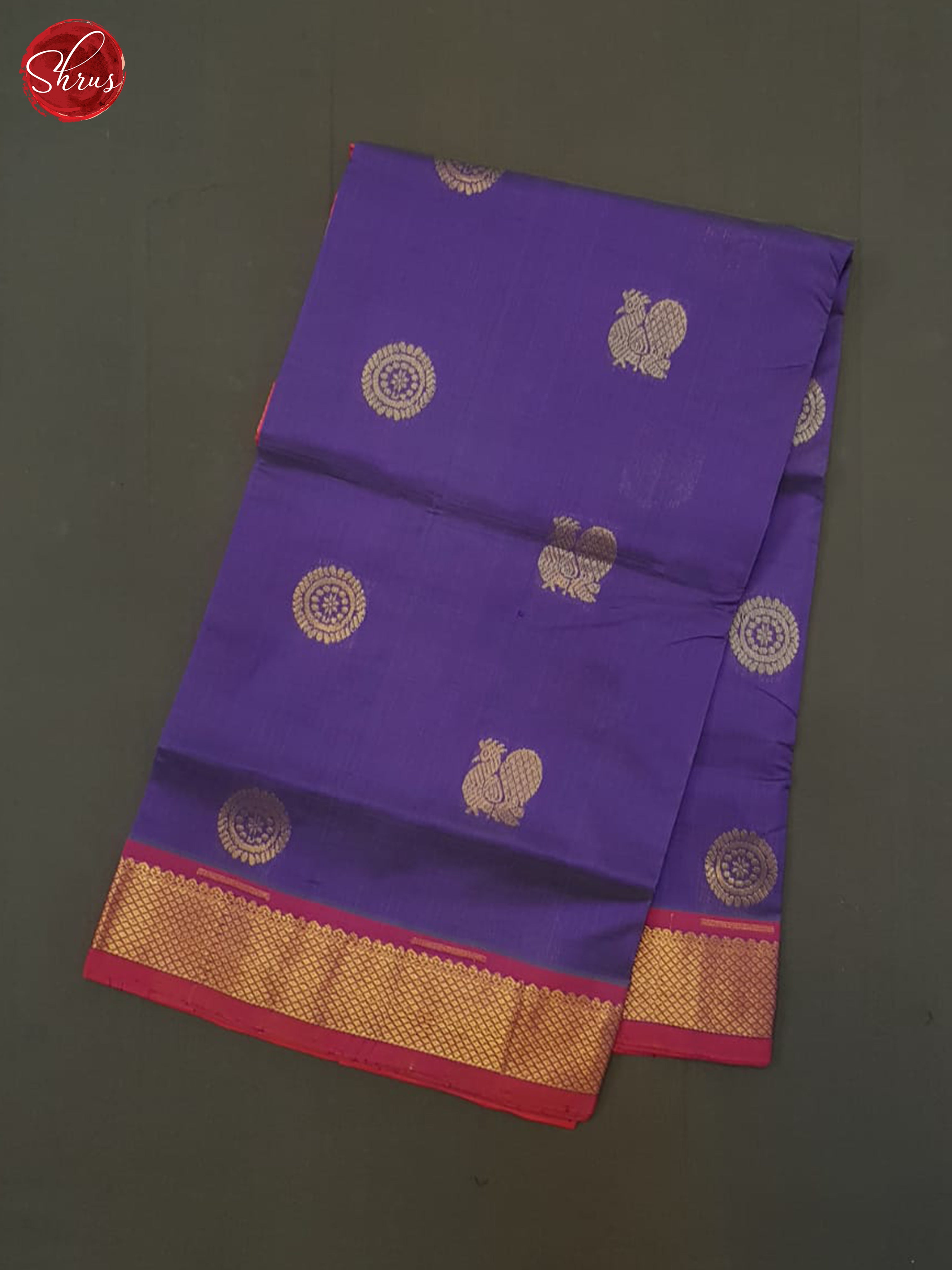 Purple And Pink- Silk Cotton Half-pure Saree - Shop on ShrusEternity.com