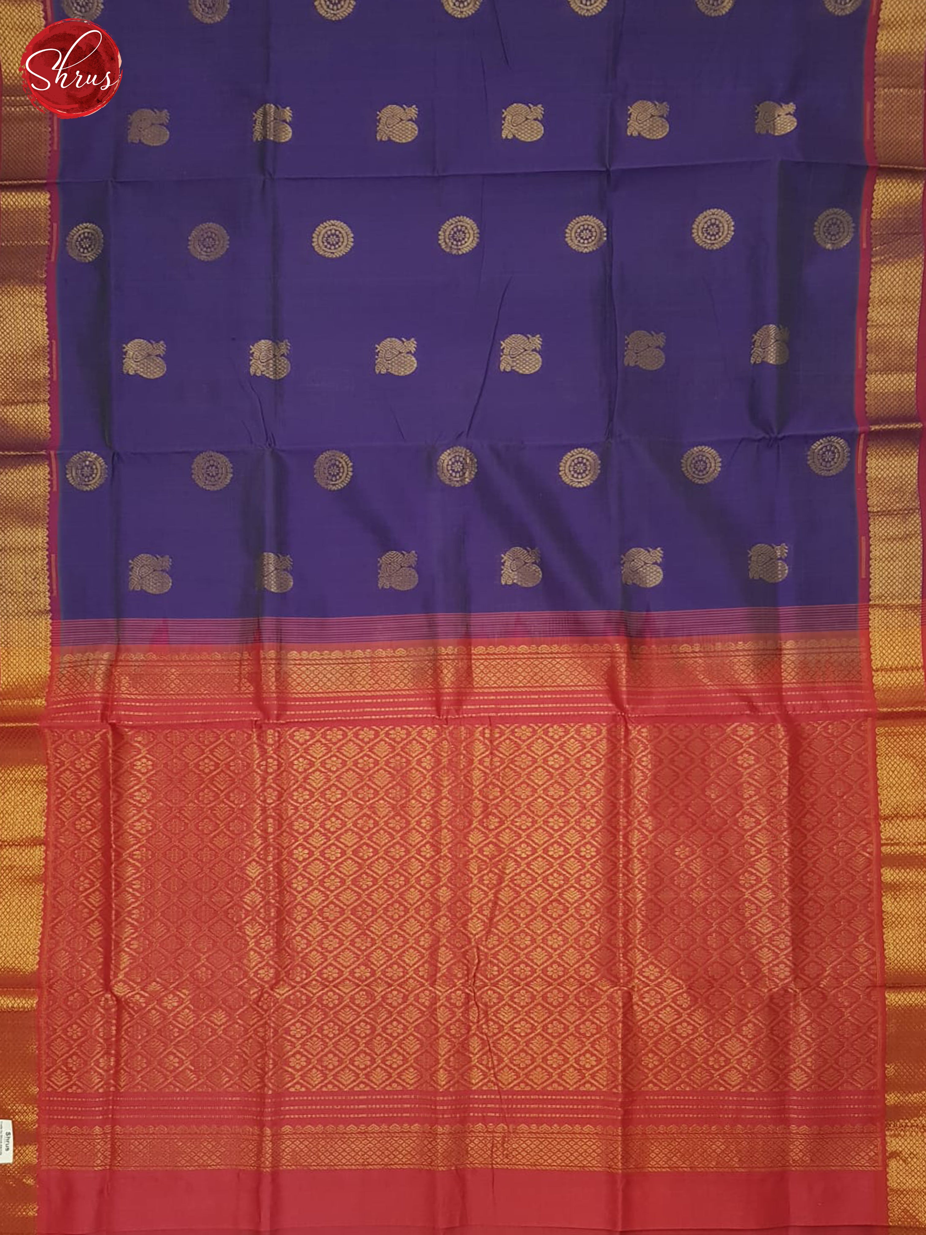 Purple And Pink- Silk Cotton Half-pure Saree - Shop on ShrusEternity.com