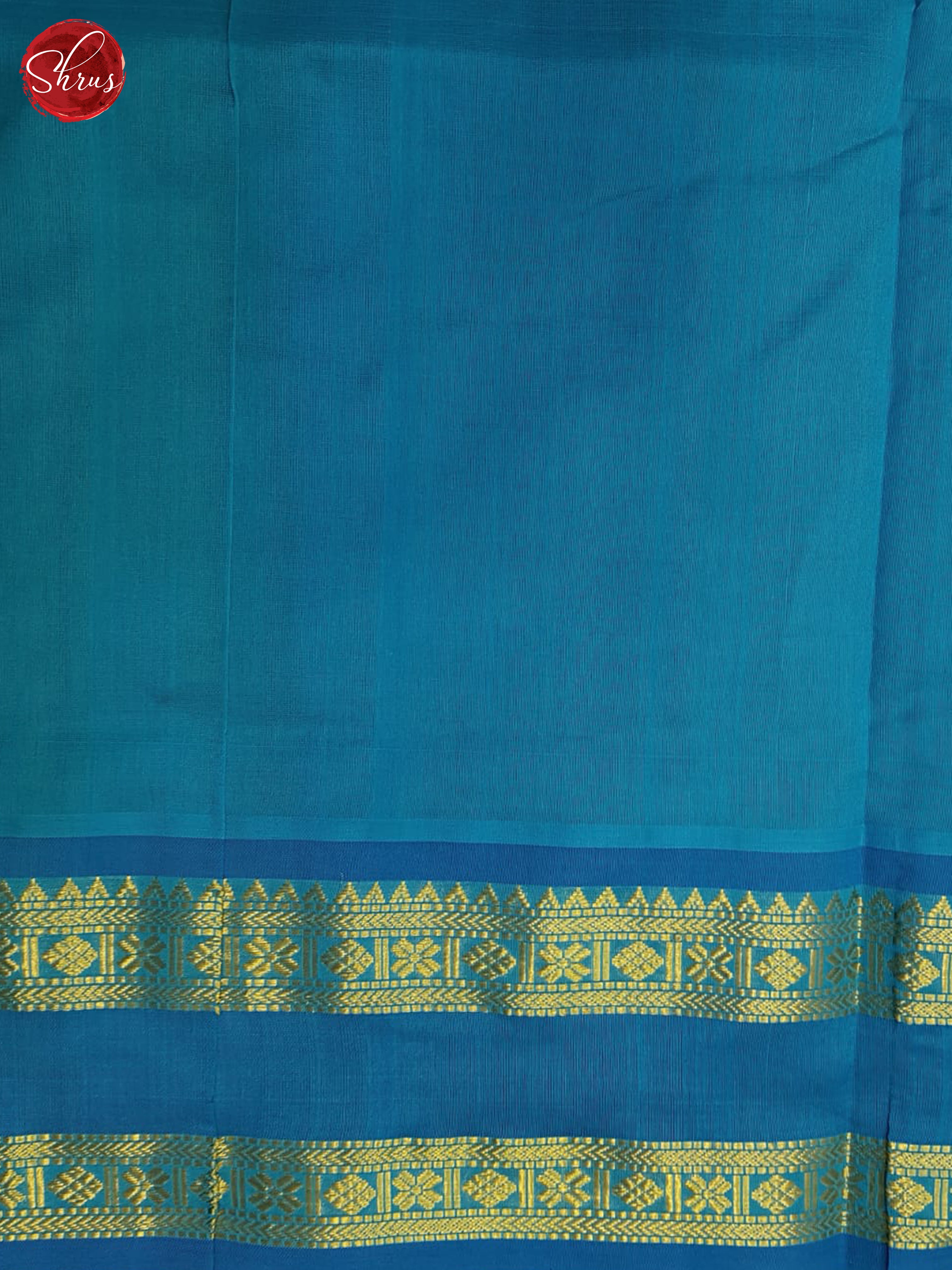 Brown And Blue- Silk Cotton Half-pure Saree - Shop on ShrusEternity.com