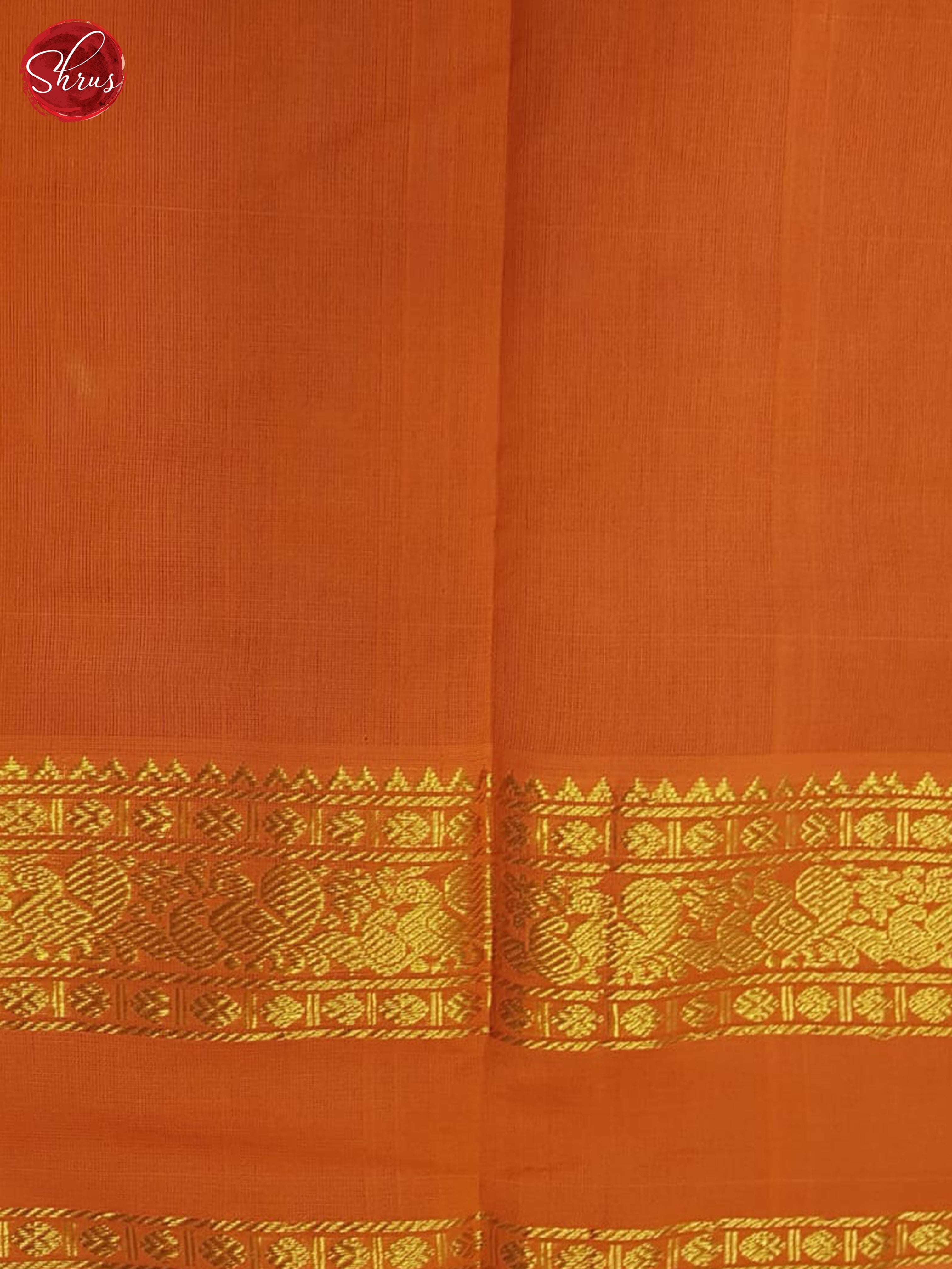 Blue And Orange- Silk Cotton Half-pure  Saree - Shop on ShrusEternity.com