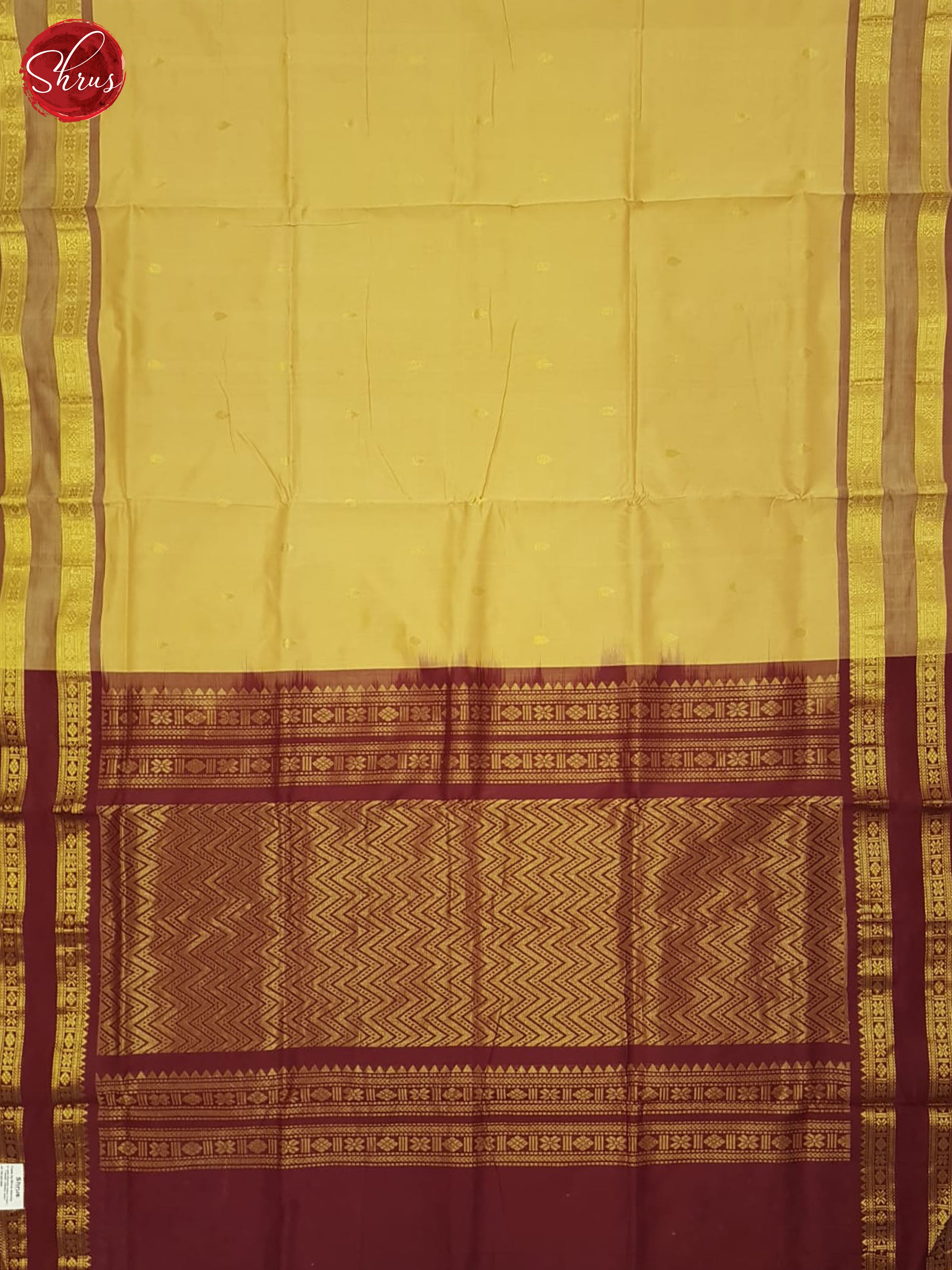 Beige And Brown- Silk Cotton half-pure Saree - Shop on ShrusEternity.com