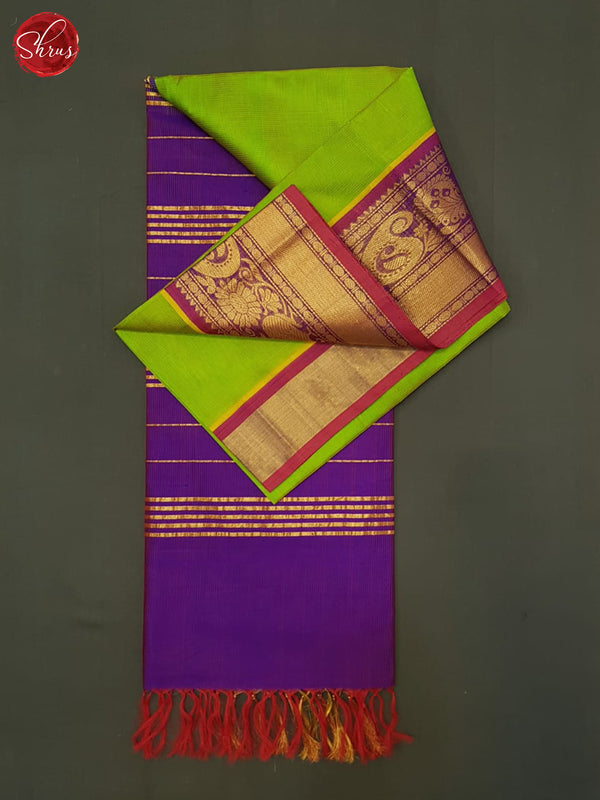 Green And Purple- Silk Cotton Saree - Shop on ShrusEternity.com