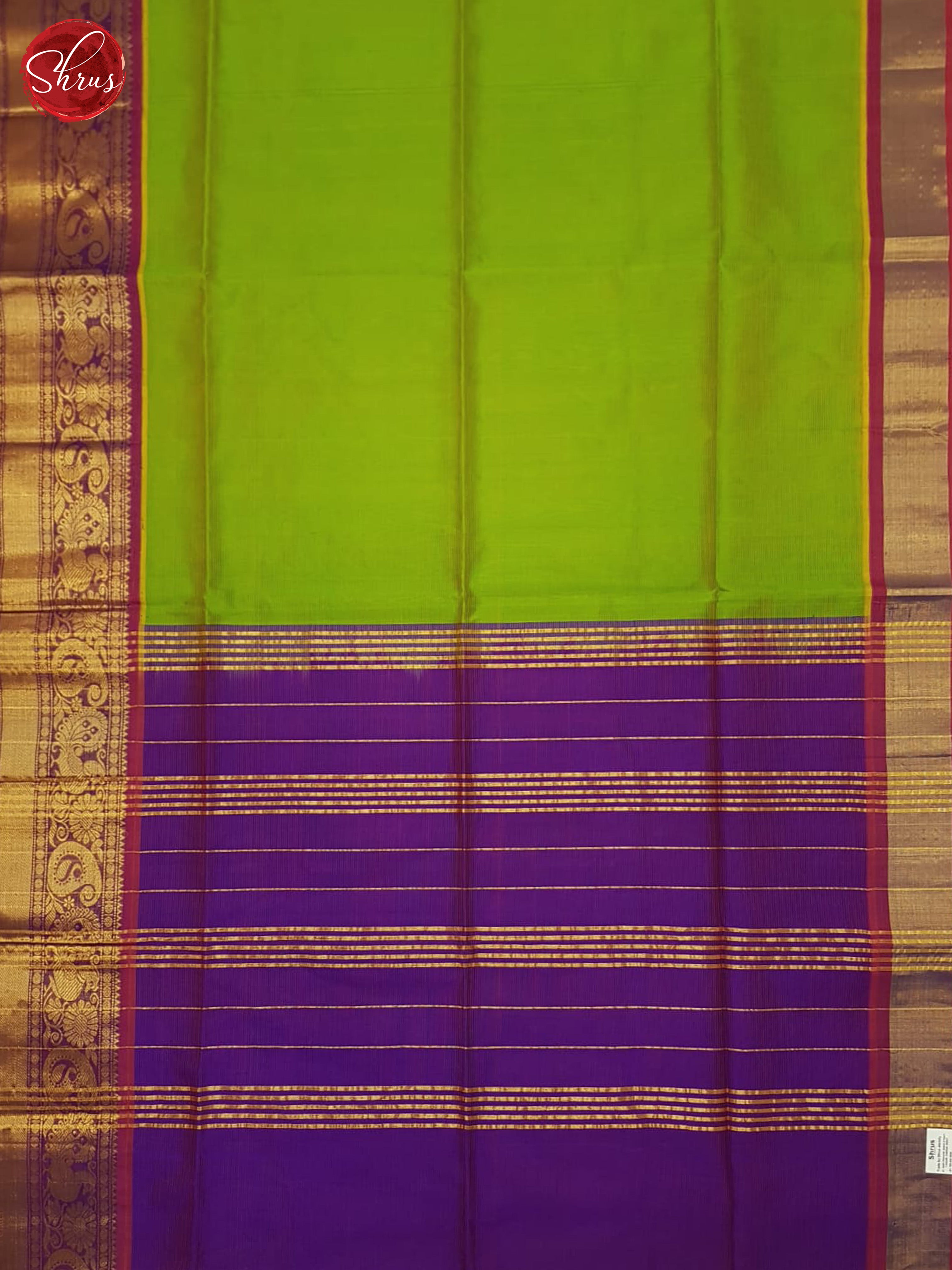 Green And Purple- Silk Cotton Saree - Shop on ShrusEternity.com