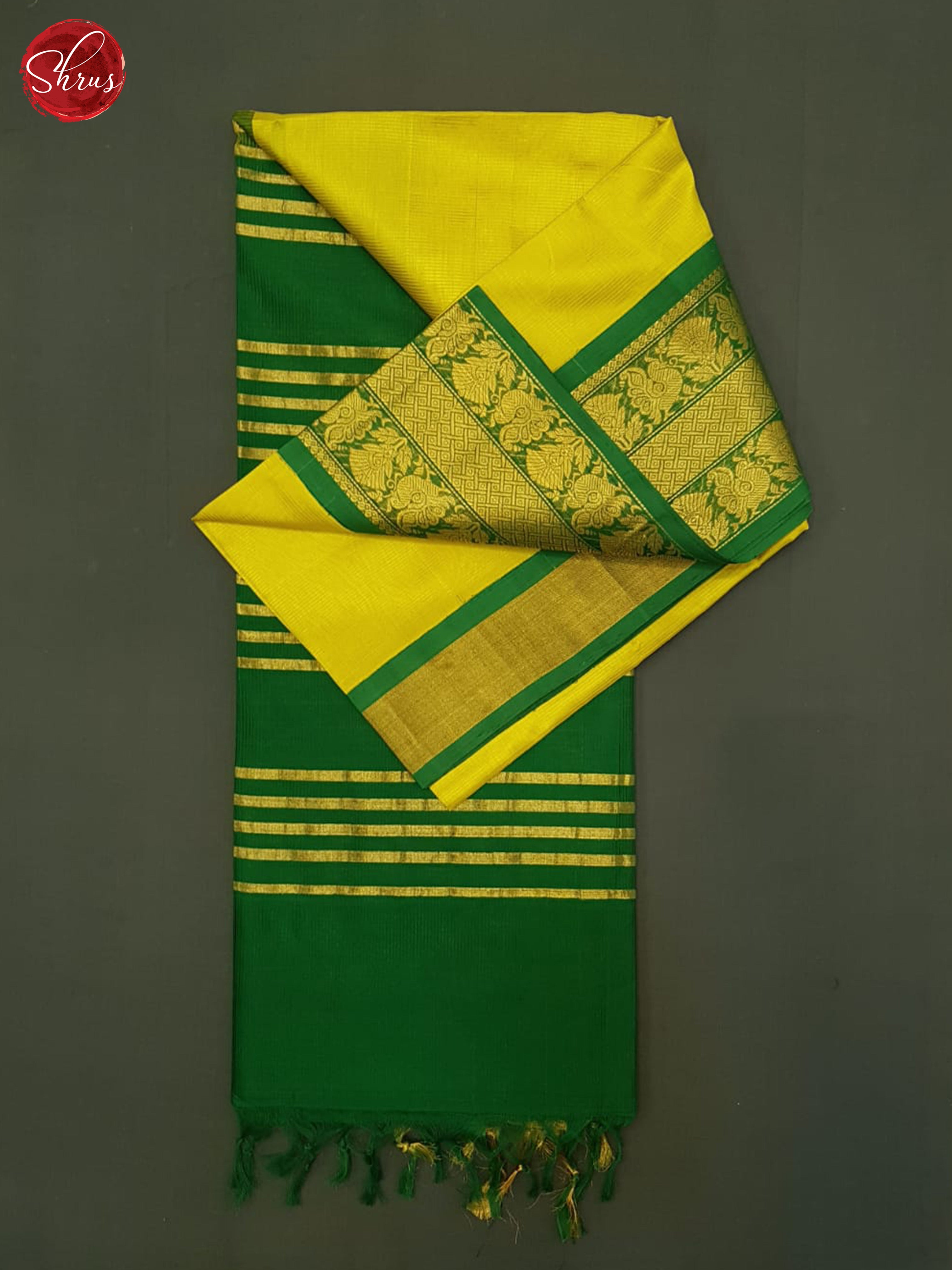 Lime Yellow And Green- Silk Cotton Saree - Shop on ShrusEternity.com