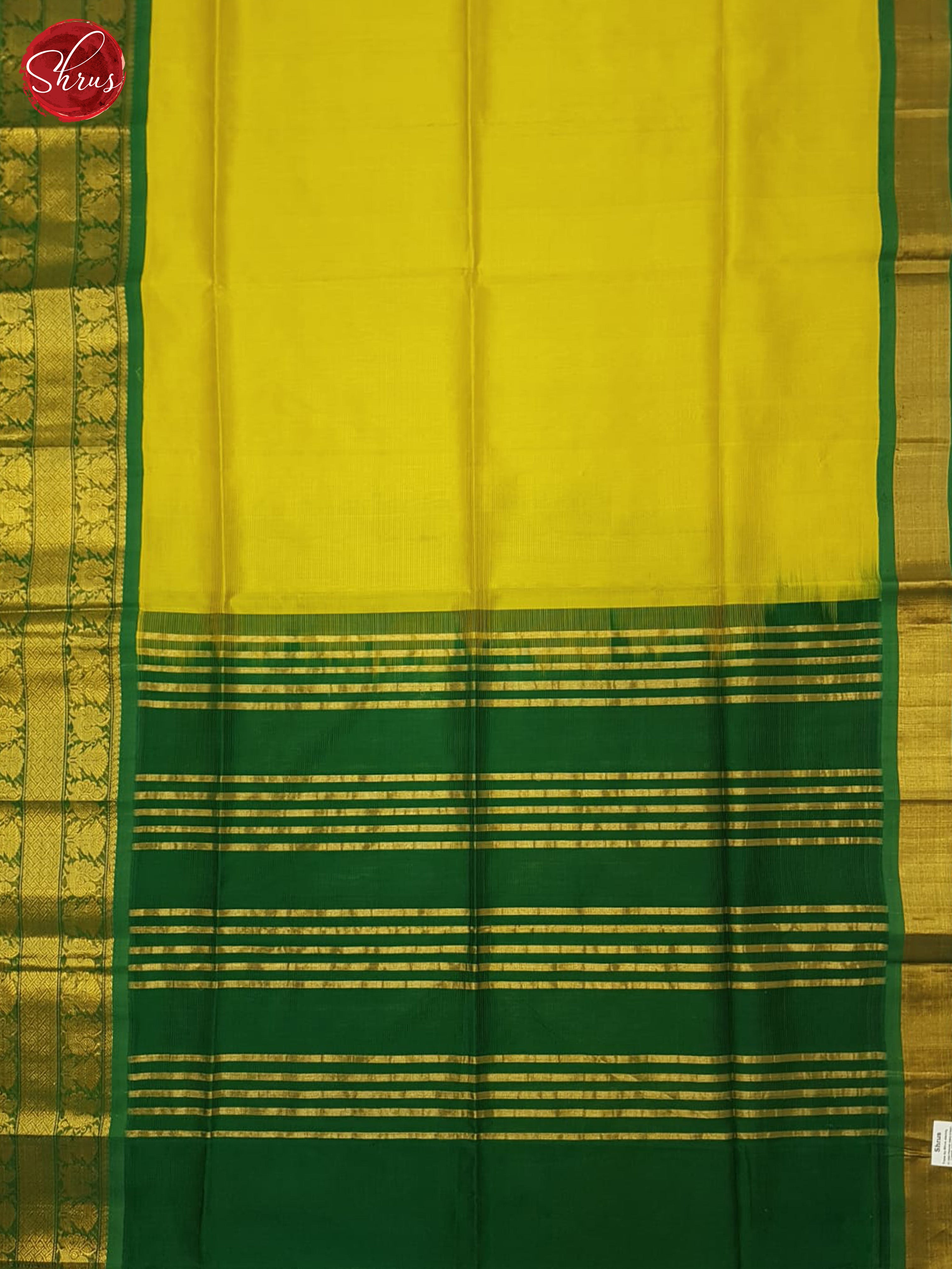 Lime Yellow And Green- Silk Cotton Saree - Shop on ShrusEternity.com