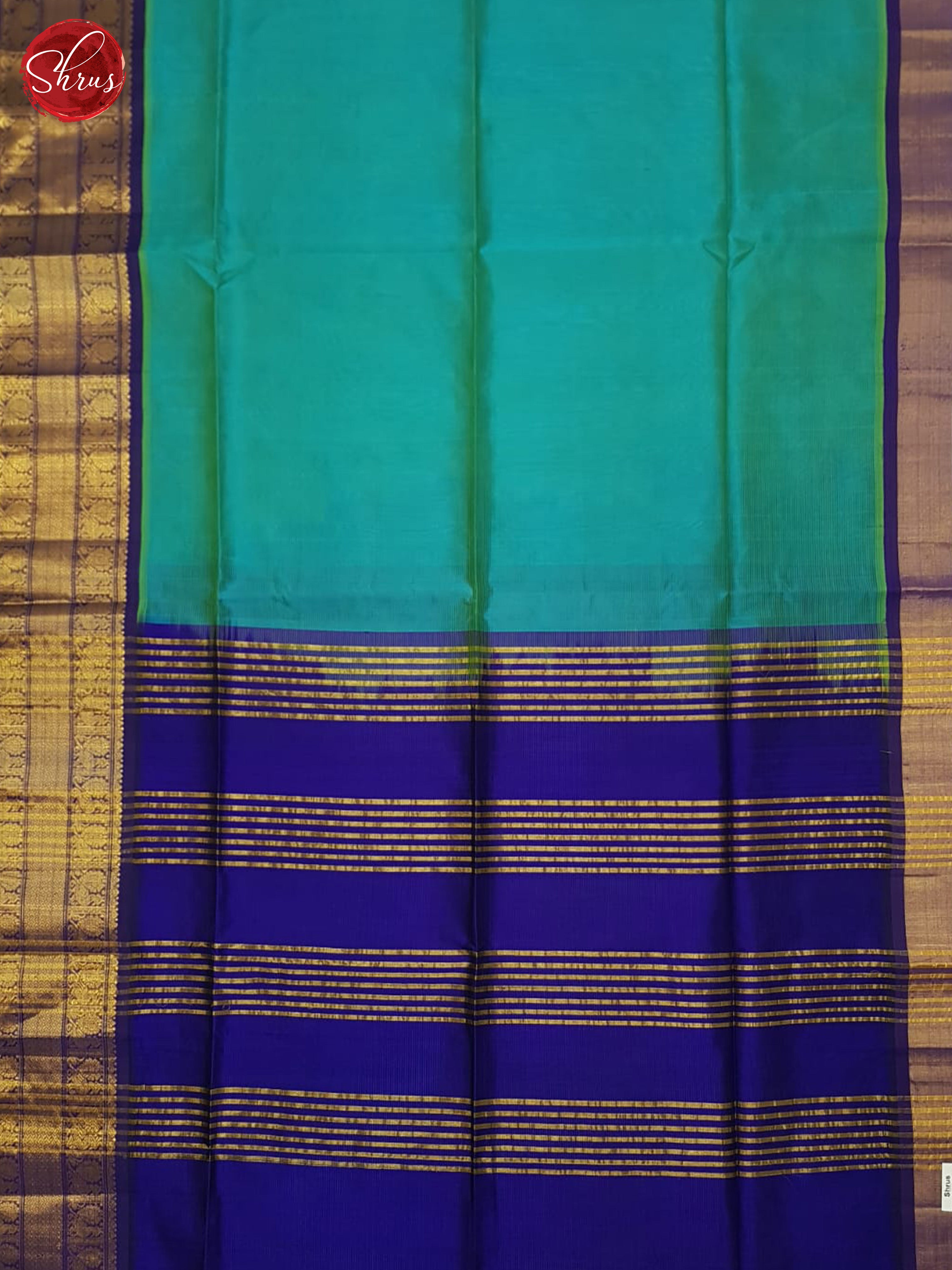 Blue & Navy Blue- Silk Cotton Saree - Shop on ShrusEternity.com