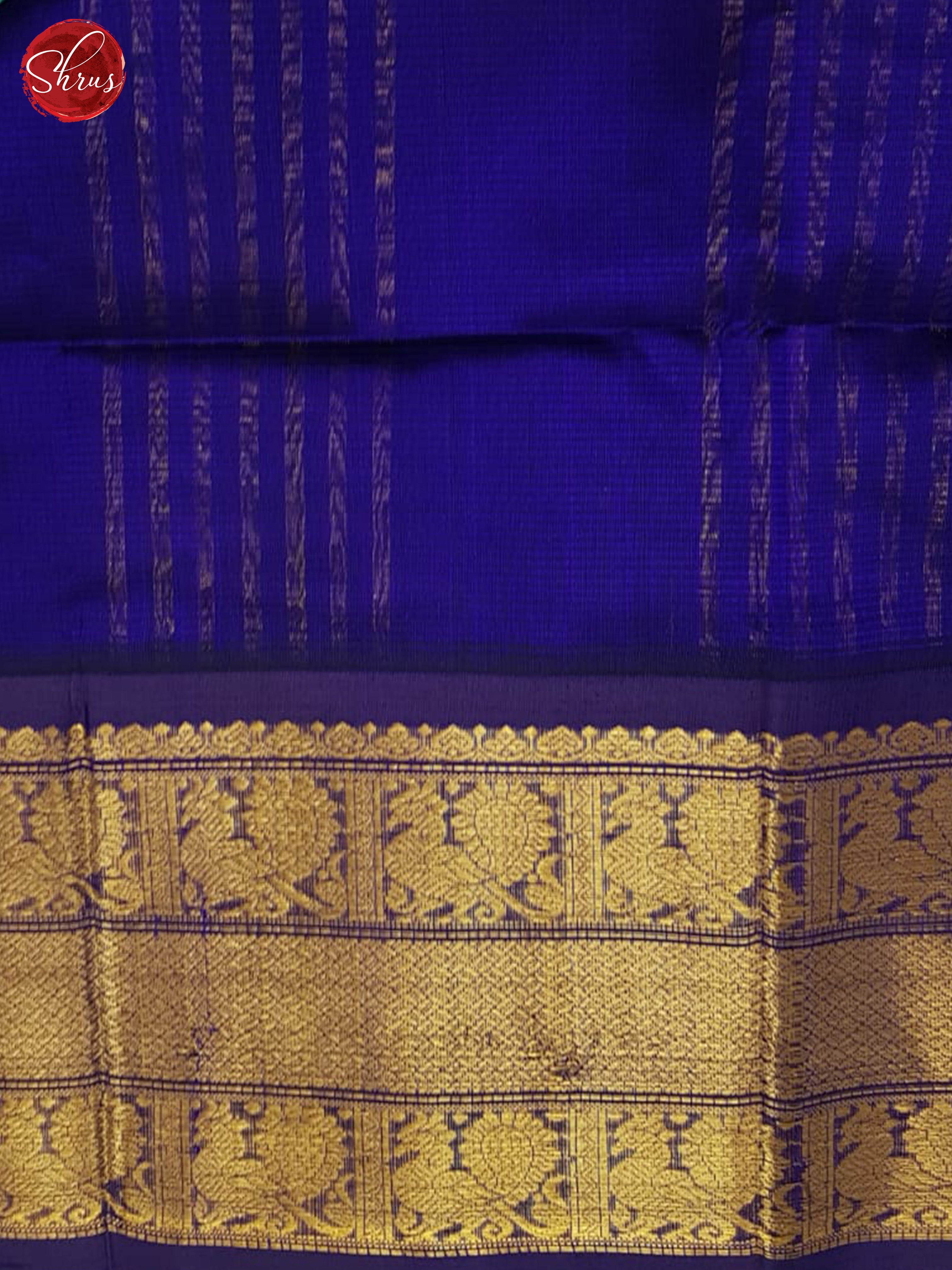 Blue & Navy Blue- Silk Cotton Saree - Shop on ShrusEternity.com