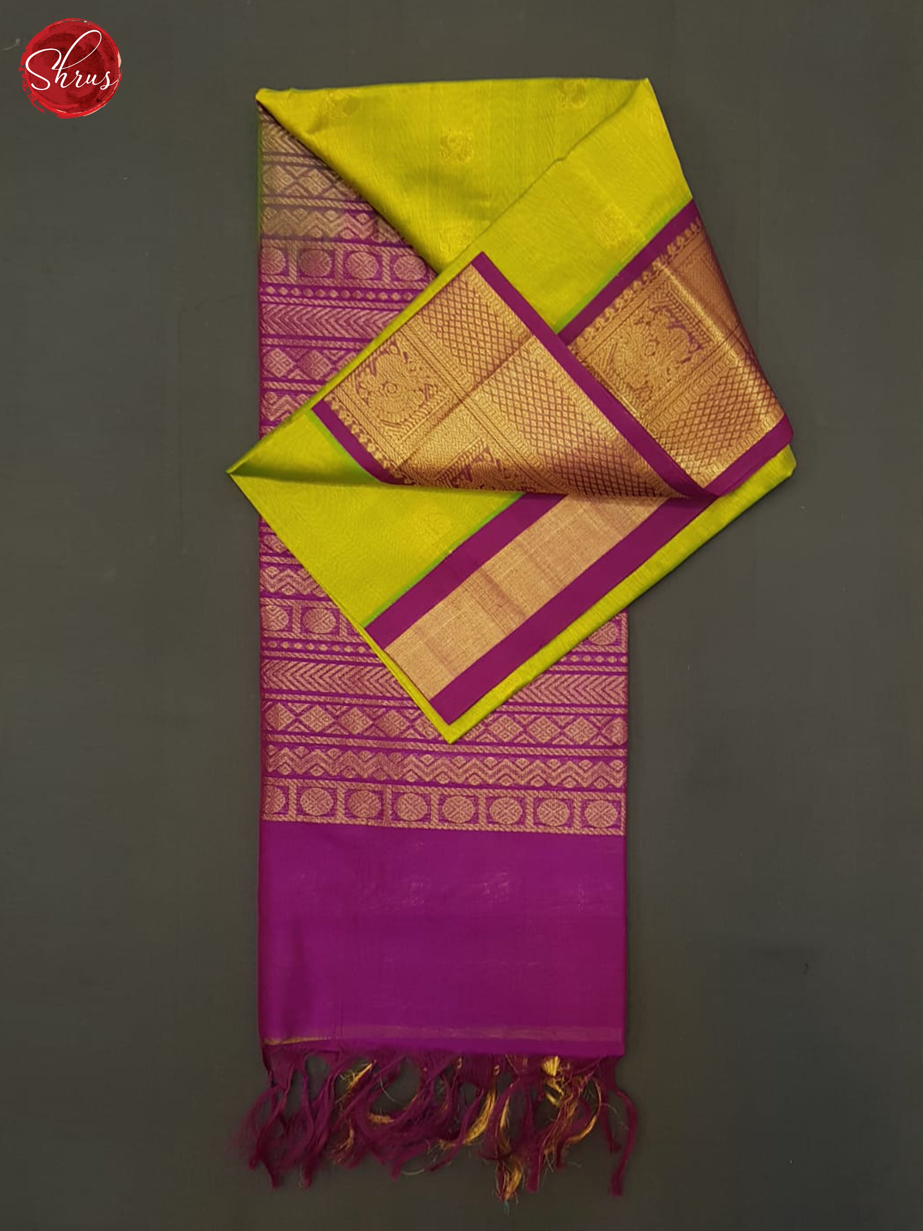 Green And Purple- Silk cotton Saree - Shop on ShrusEternity.com