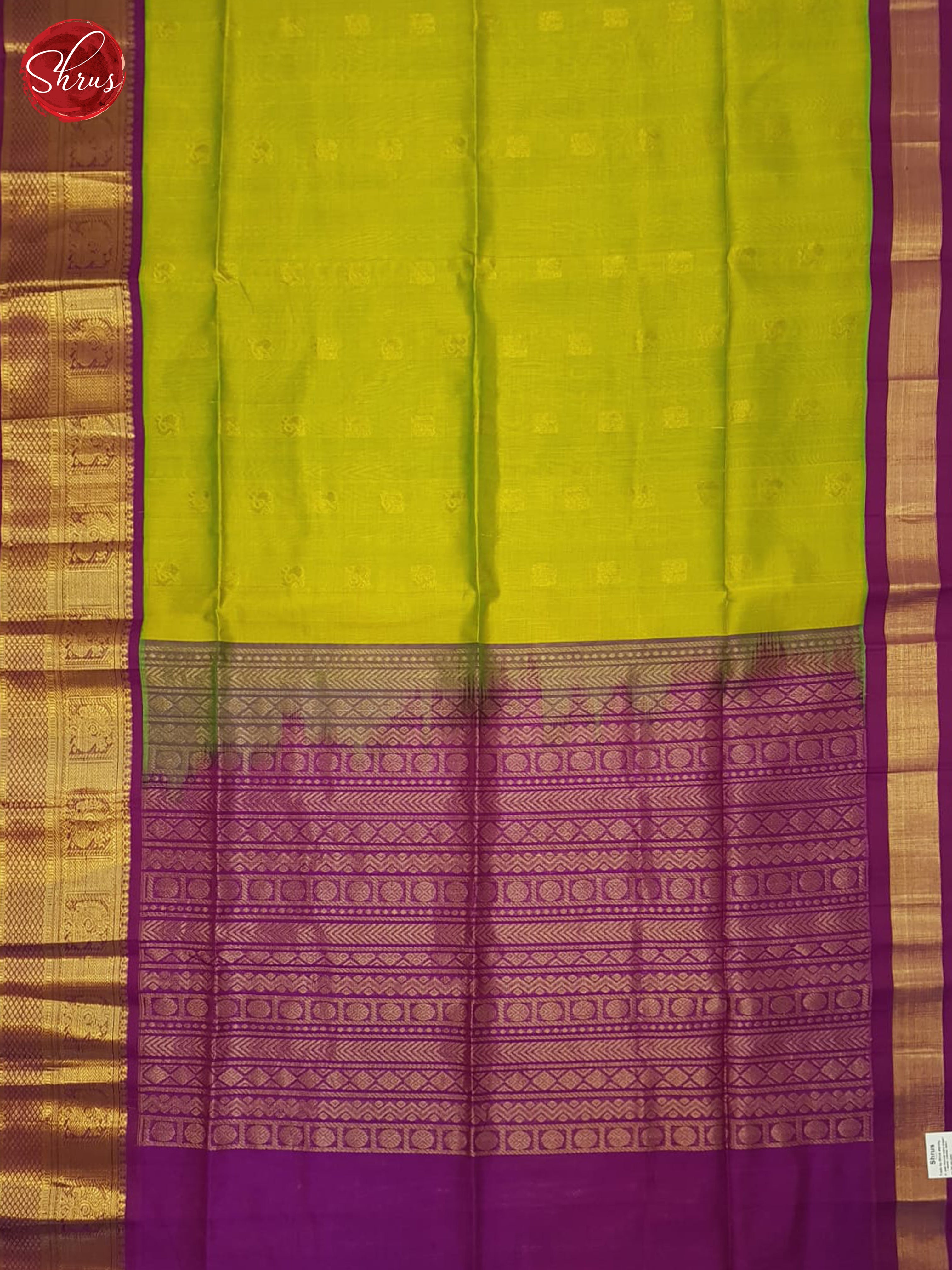 Green And Purple- Silk cotton Saree - Shop on ShrusEternity.com