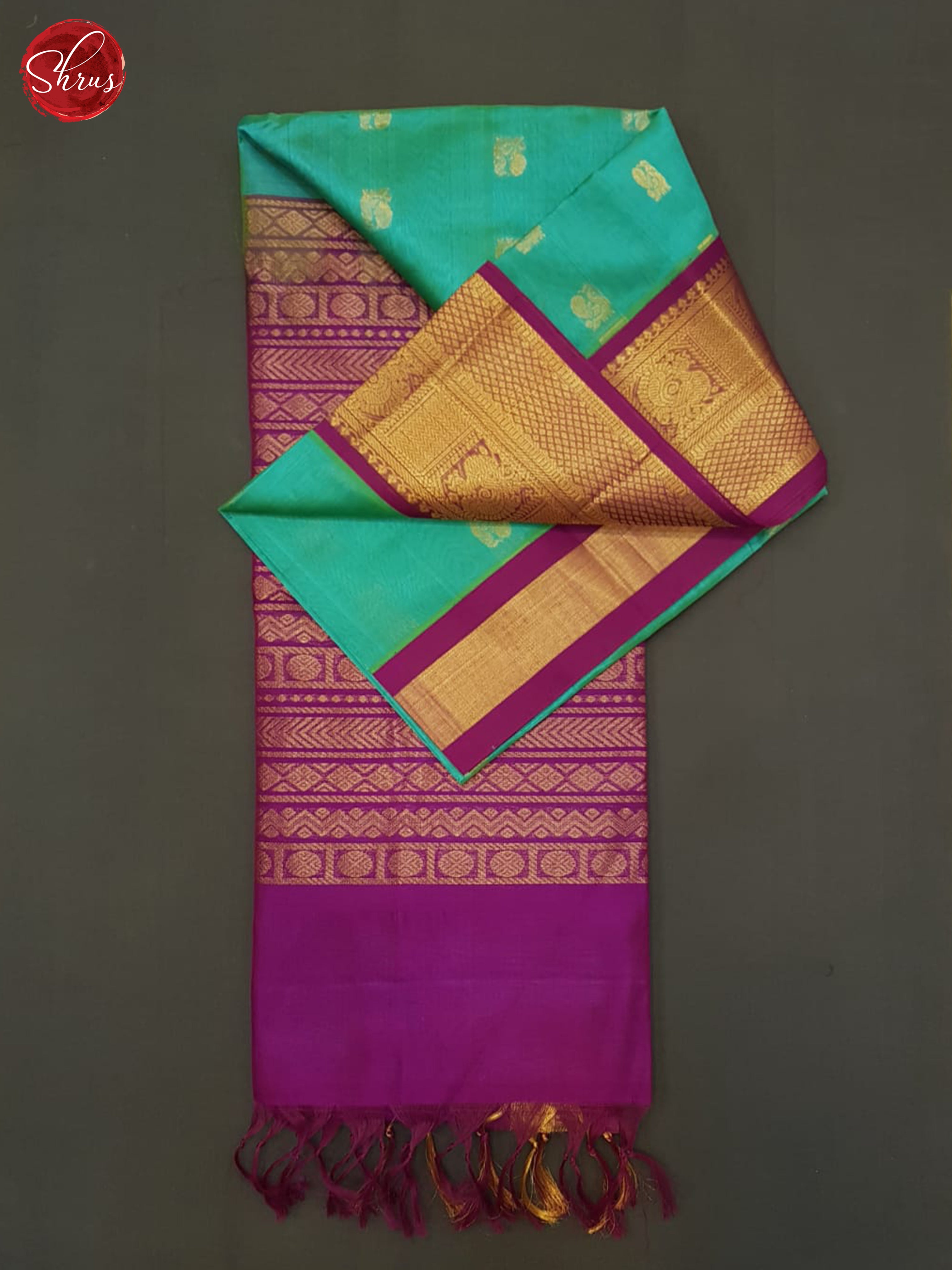 Blue And Purple- Silk Coton Saree - Shop on ShrusEternity.com