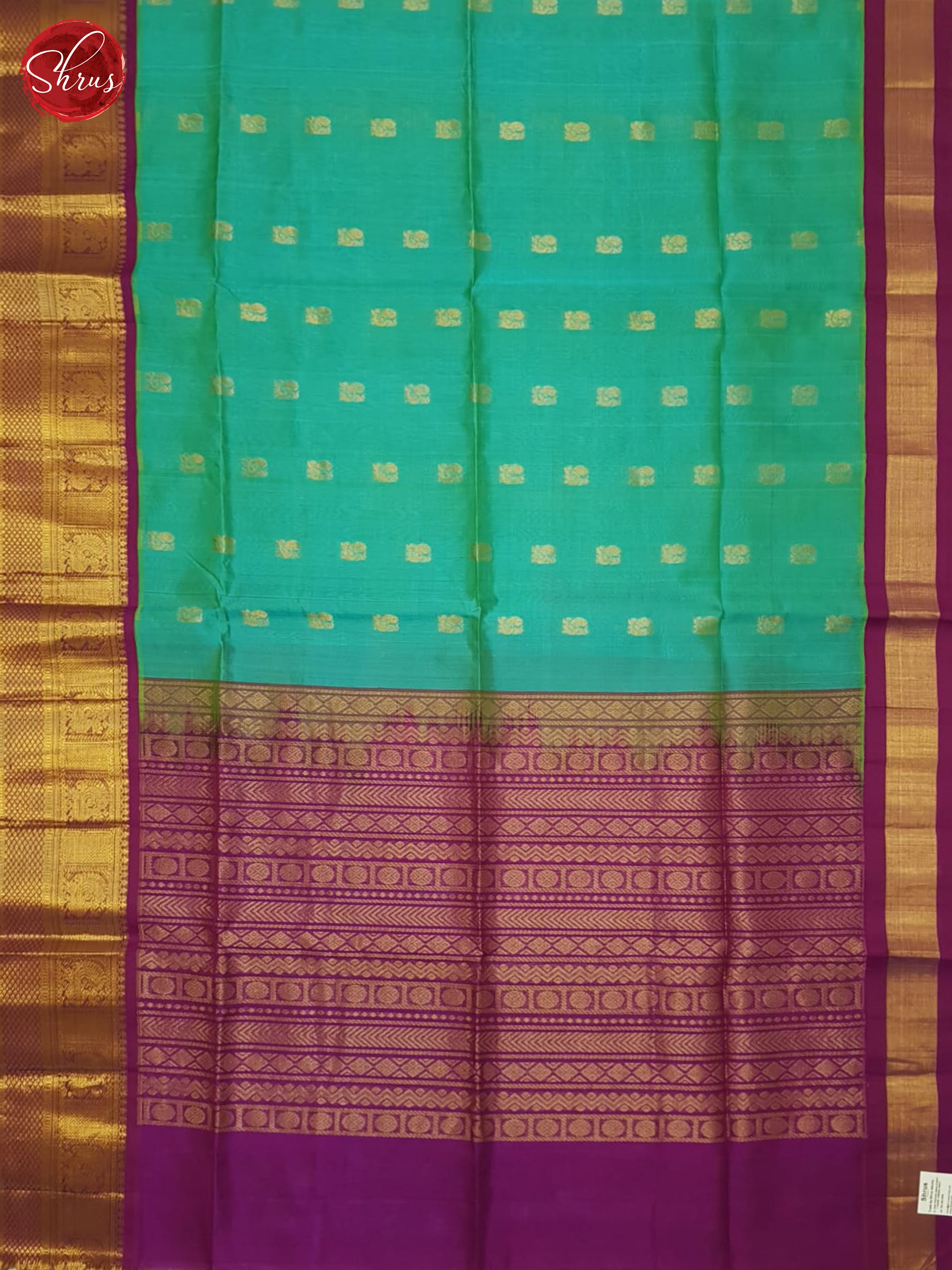 Blue And Purple- Silk Coton Saree - Shop on ShrusEternity.com