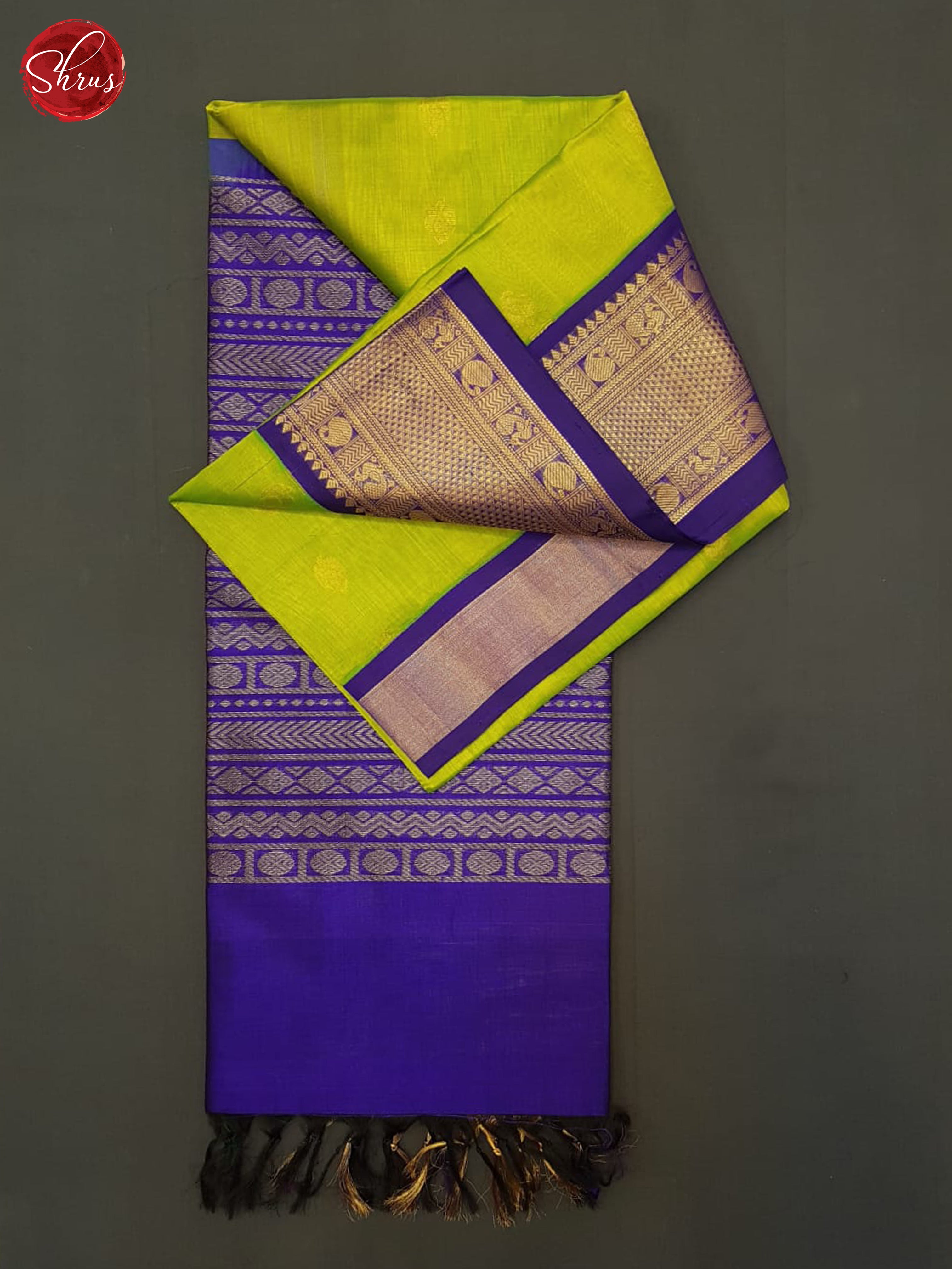 Green And Blue- Silk Cotton Saree - Shop on ShrusEternity.com