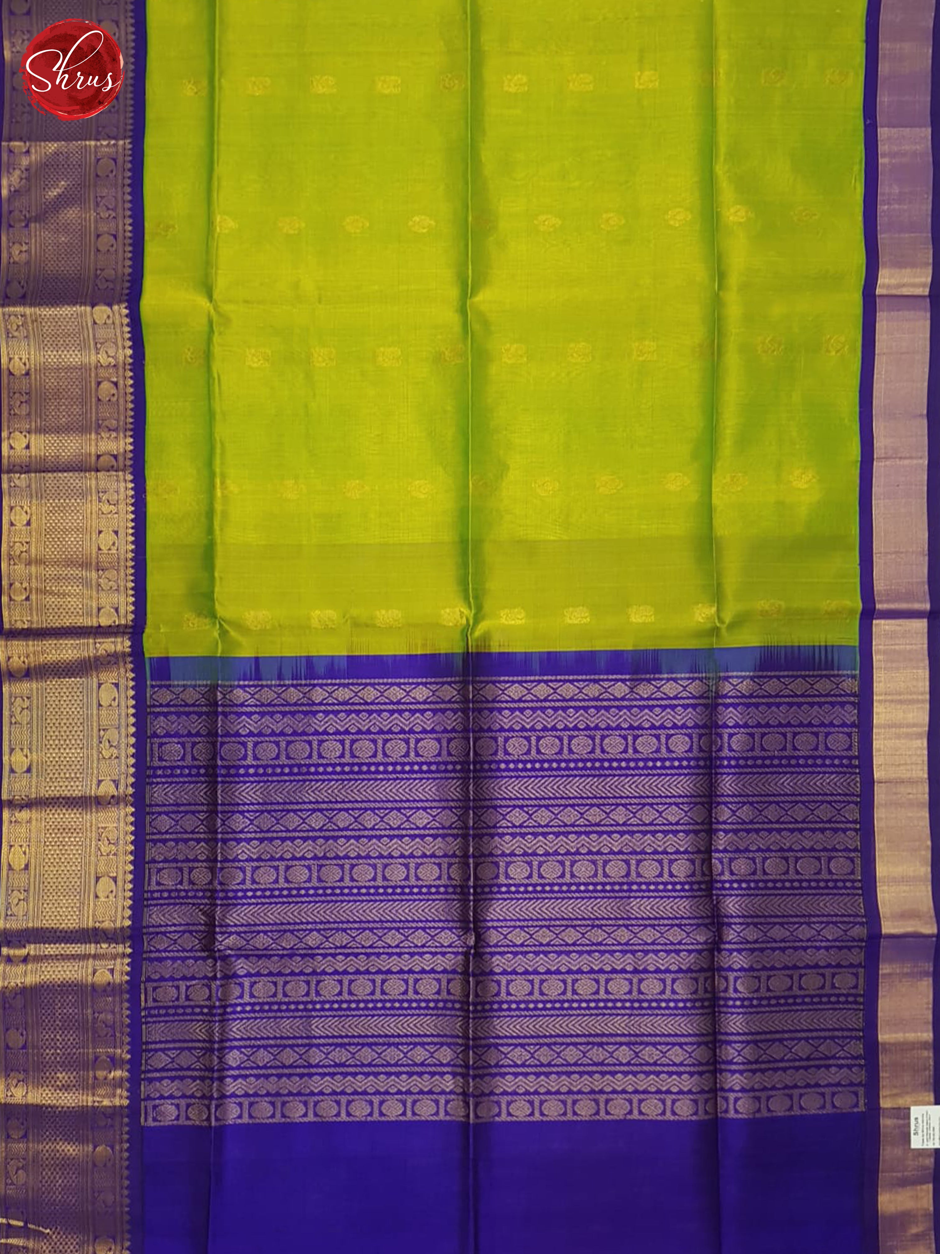 Green And Blue- Silk Cotton Saree - Shop on ShrusEternity.com