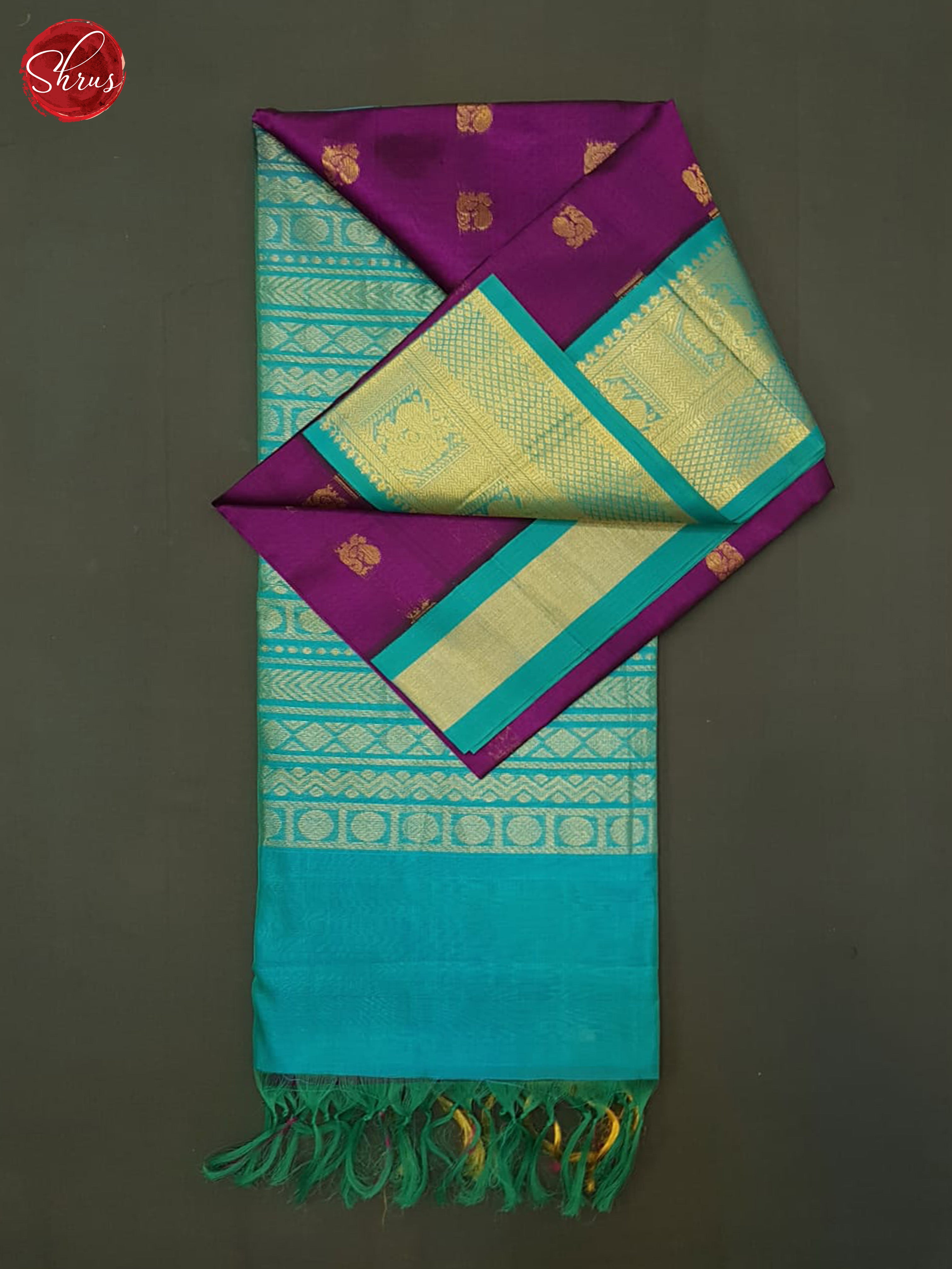 Vadamalli And Blue- silk cotton saree - Shop on ShrusEternity.com