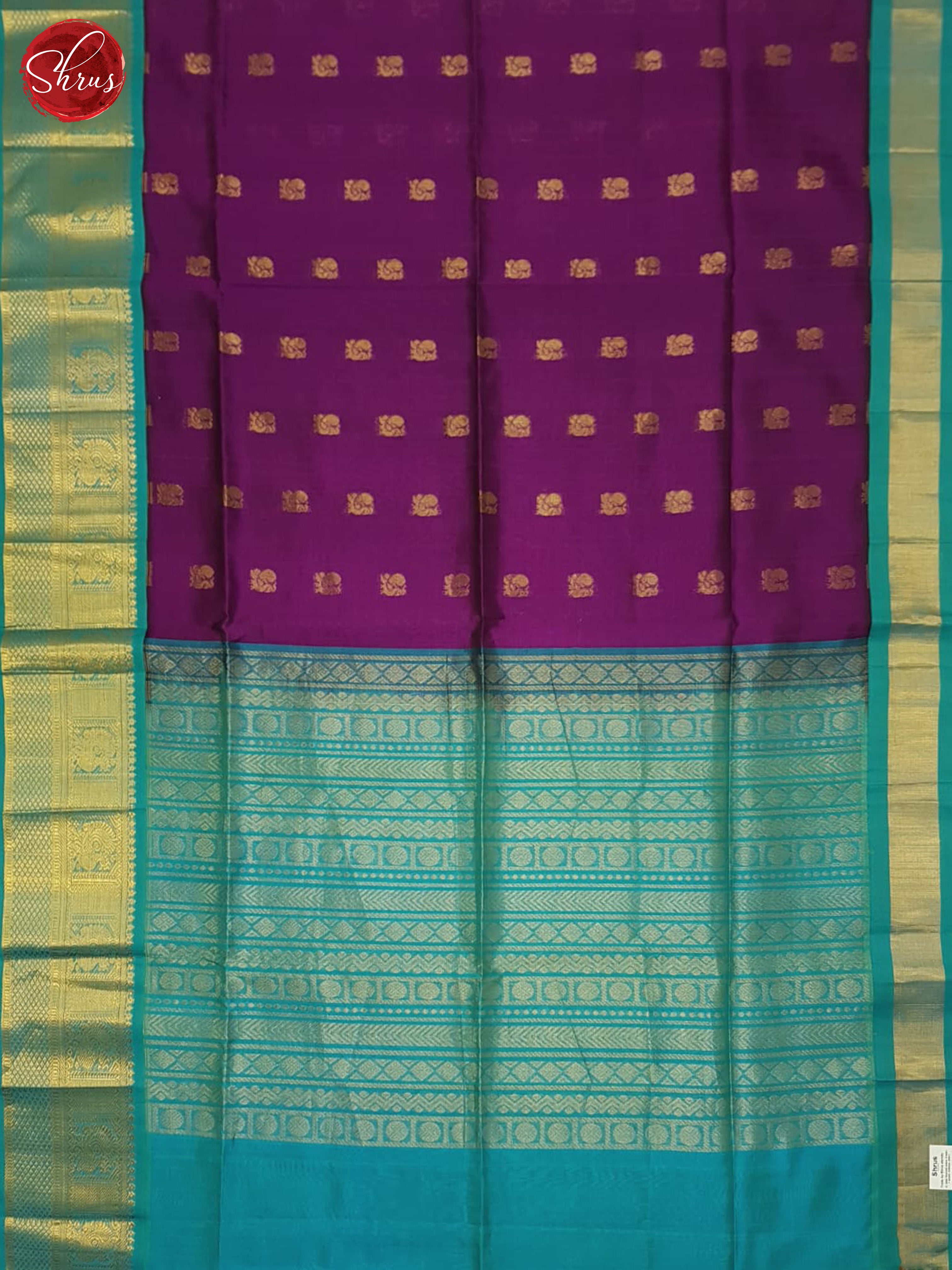 Vadamalli And Blue- silk cotton saree - Shop on ShrusEternity.com