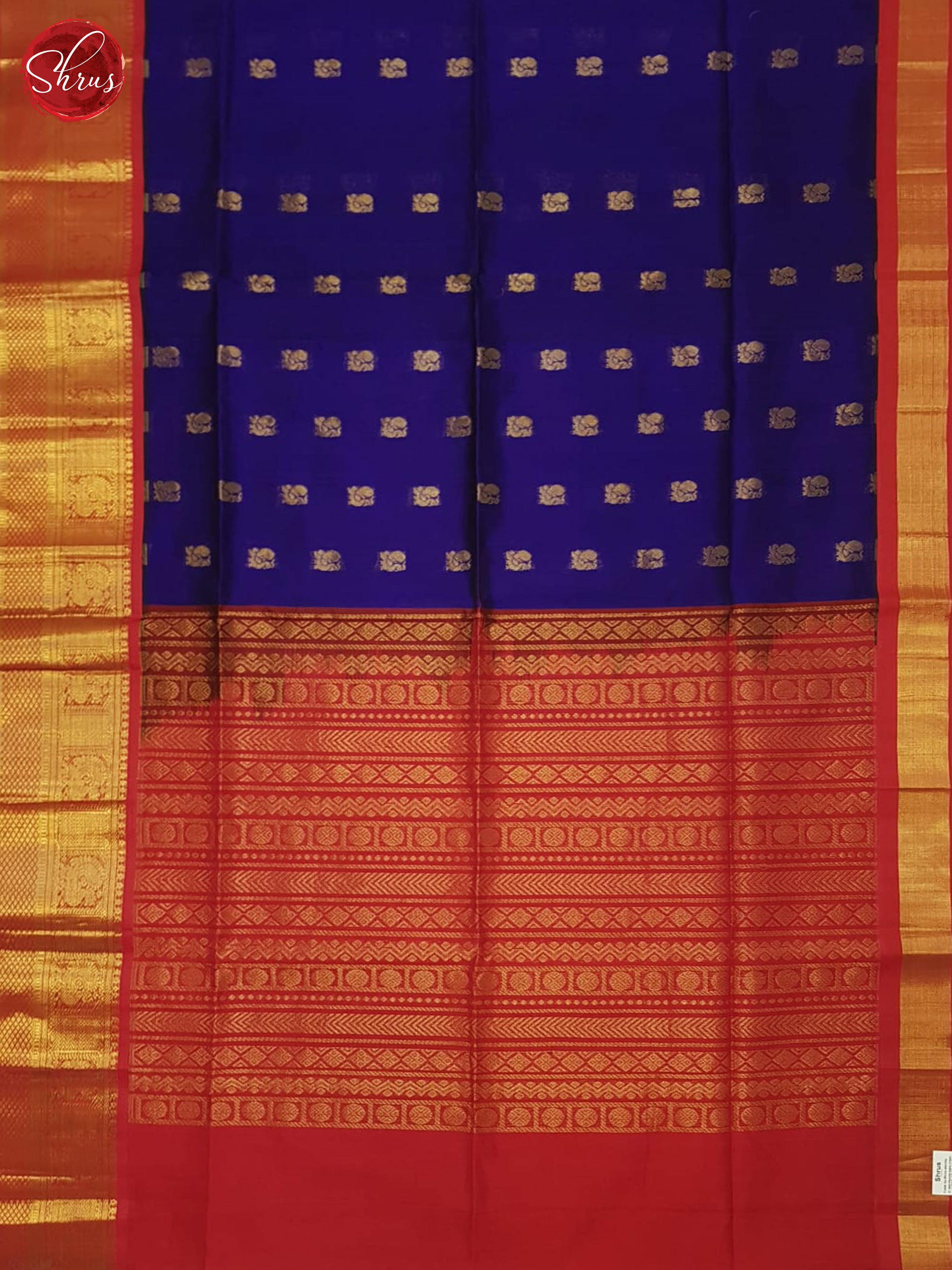 Blue And Red- SiIk Cotton Saree - Shop on ShrusEternity.com