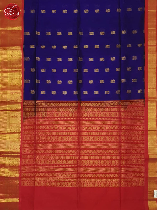 Blue And Red- SiIk Cotton Saree - Shop on ShrusEternity.com