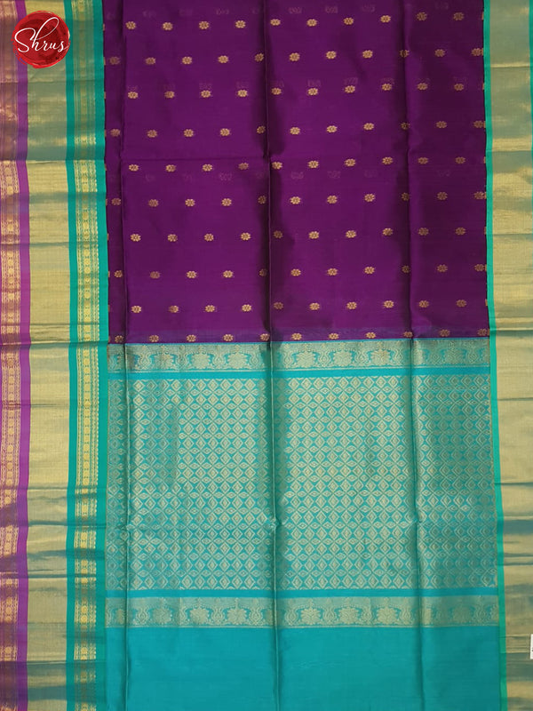 Vadamalli And Blue- Silk Cotton Saree - Shop on ShrusEternity.com