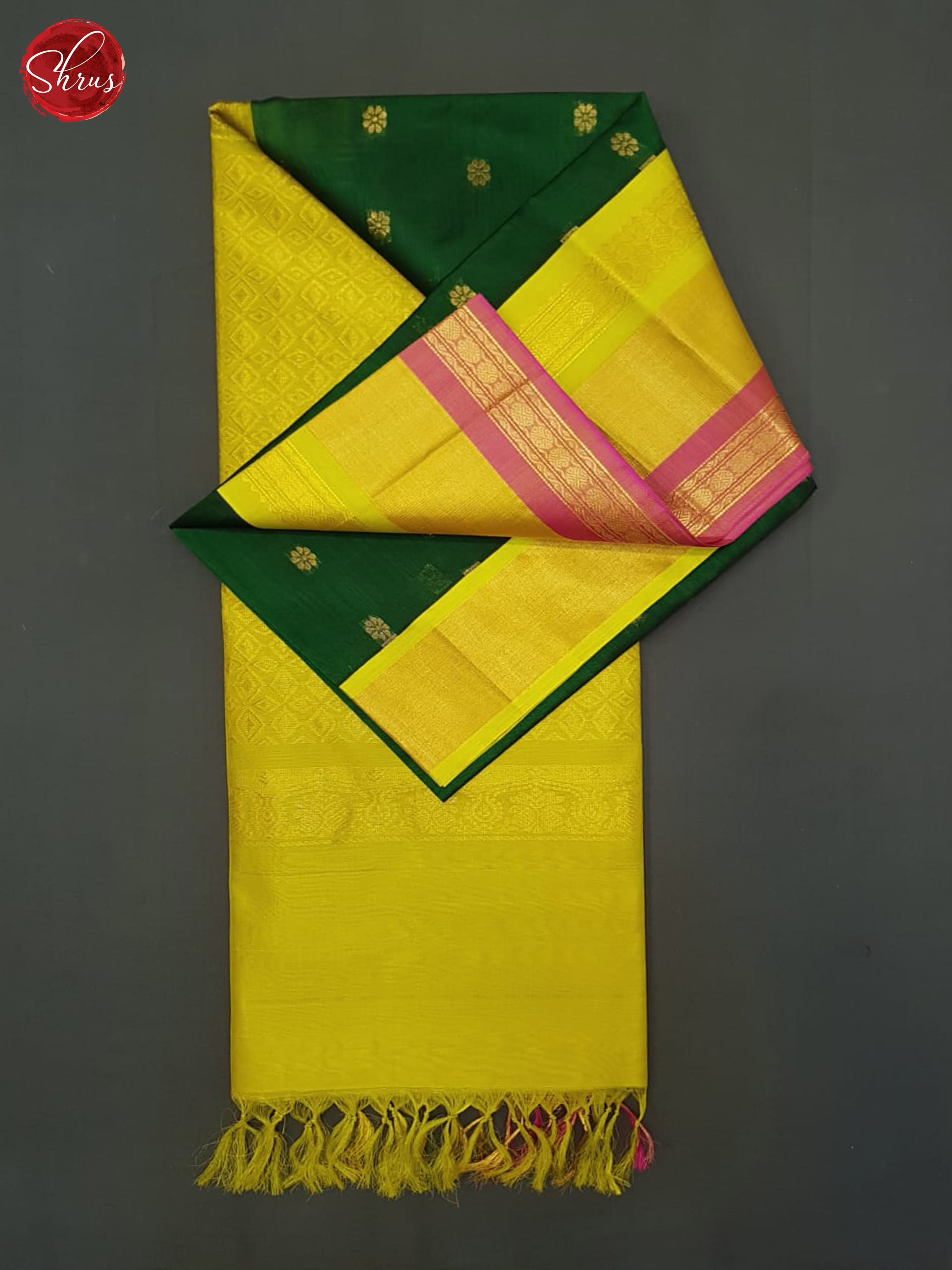 Green And Mathulir Green- Silk Cotton Saree - Shop on ShrusEternity.com