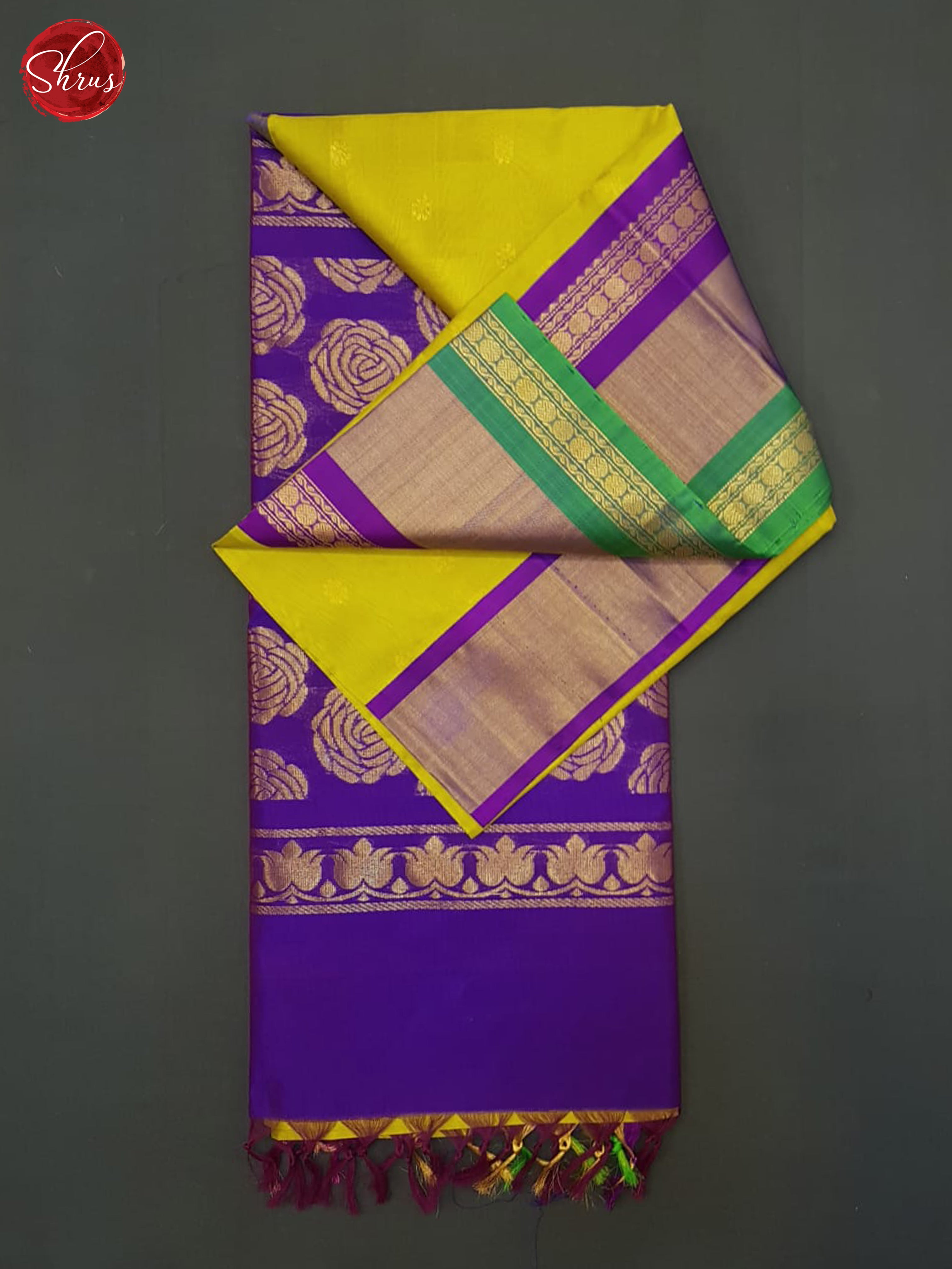 Green And Purple- Silk Cotton Saree - Shop on ShrusEternity.com