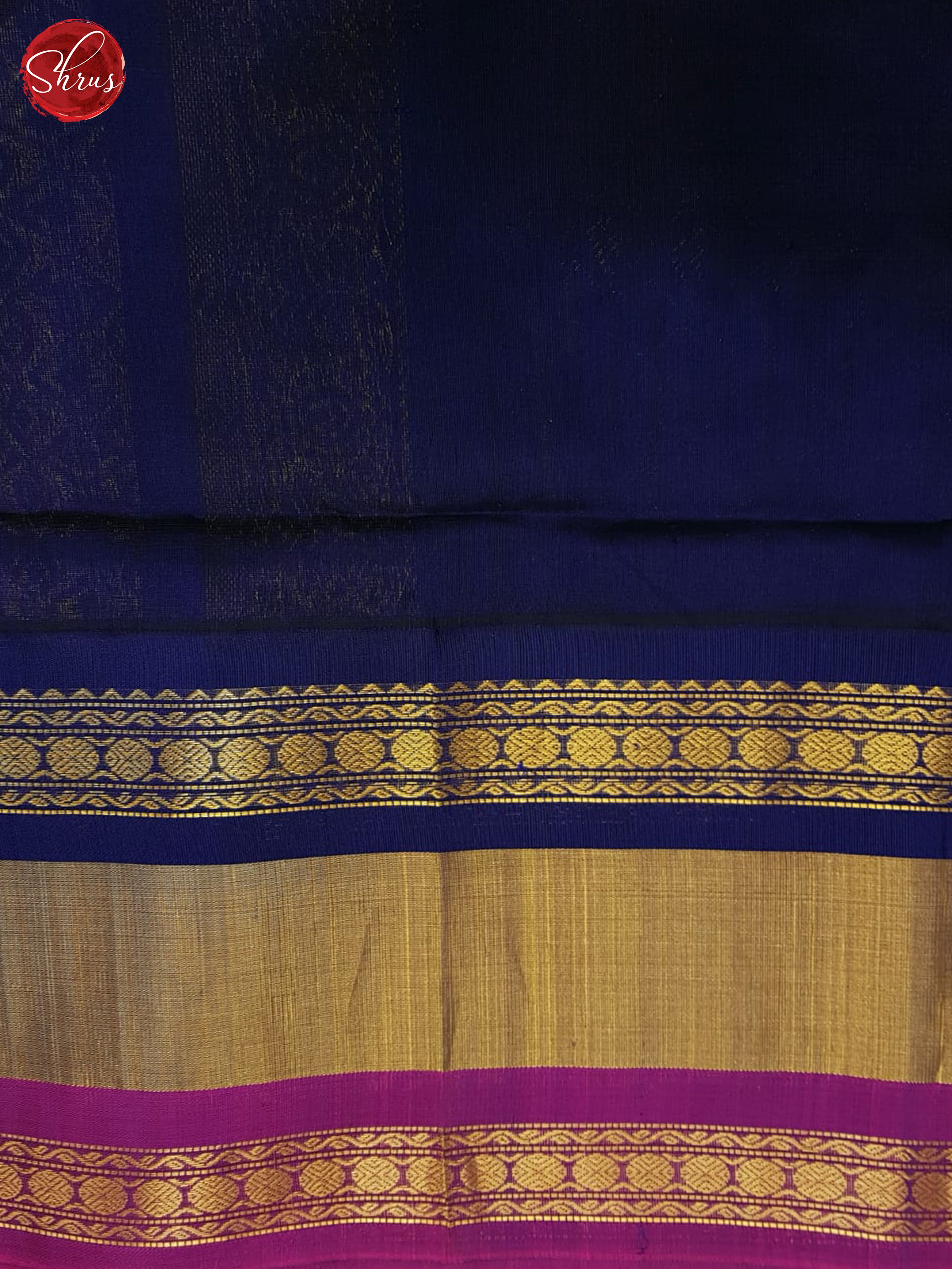 Blue  & Navy Blue - Silk Cotton Saree - Shop on ShrusEternity.com