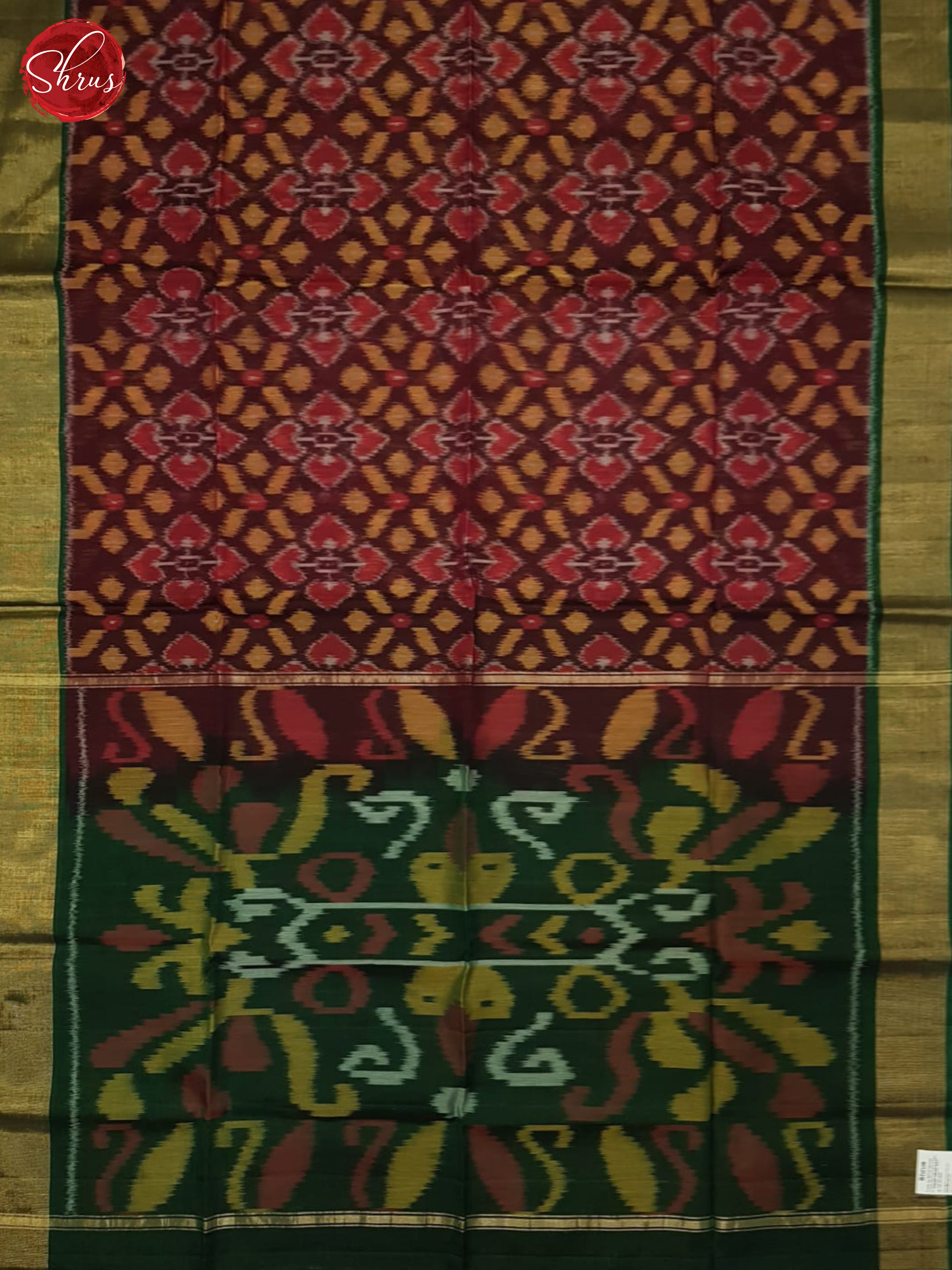 Brown And Green-Pochampally silk cotton saree - Shop on ShrusEternity.com