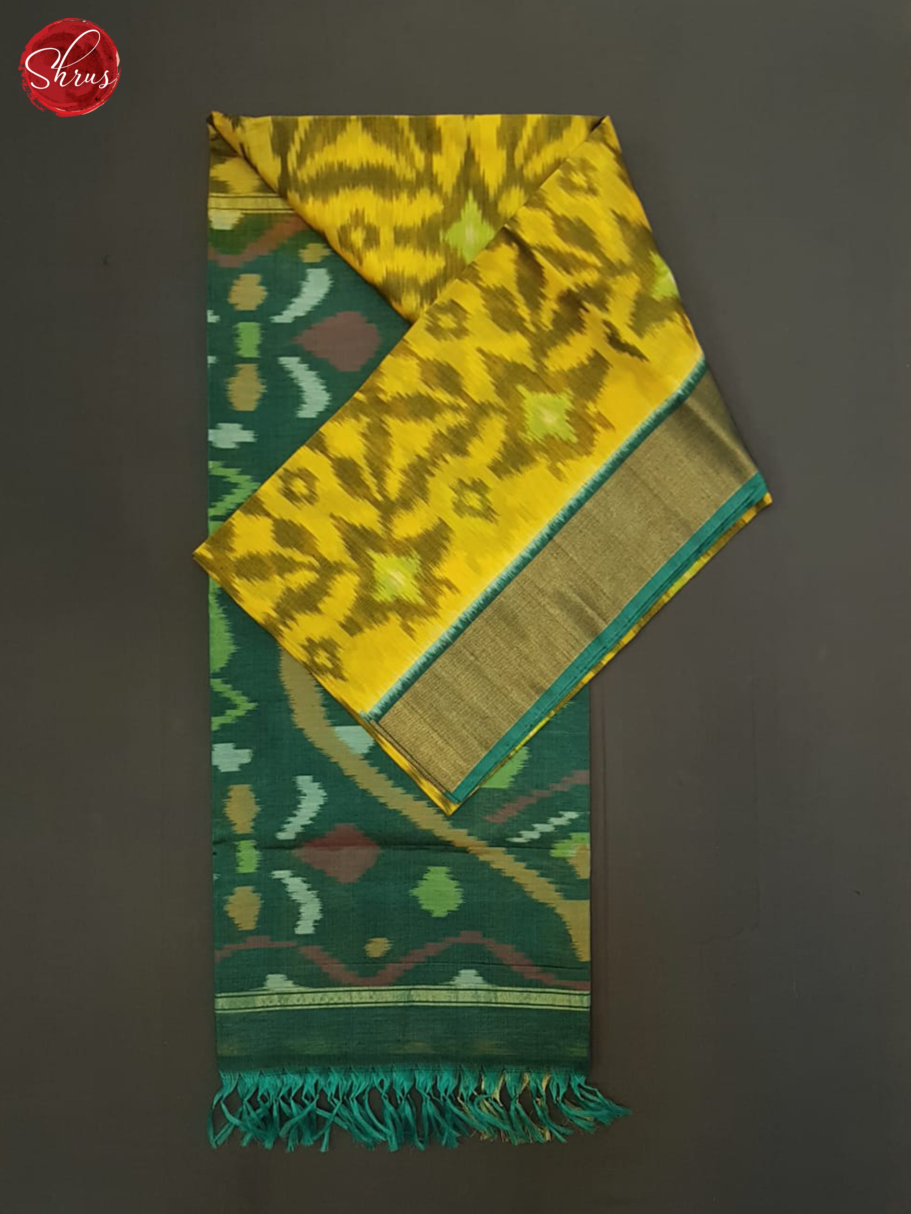 Yellow And Green- Pochampally Silk cotton Saree - Shop on ShrusEternity.com