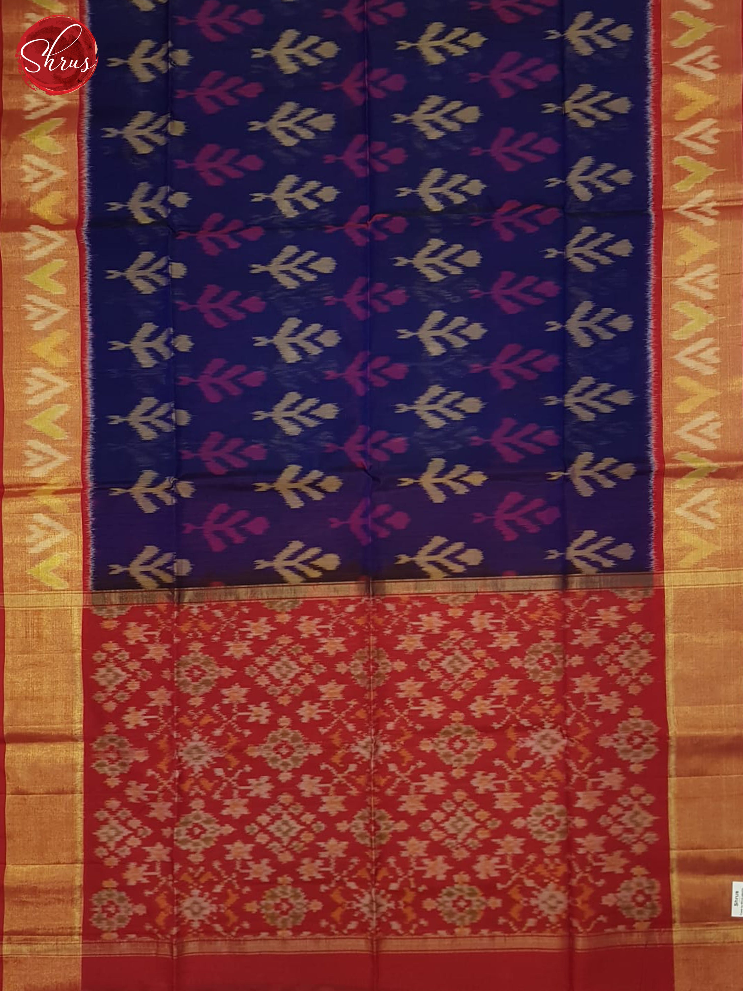 Blue And Red- Pochampally Silk Cotton saree - Shop on ShrusEternity.com