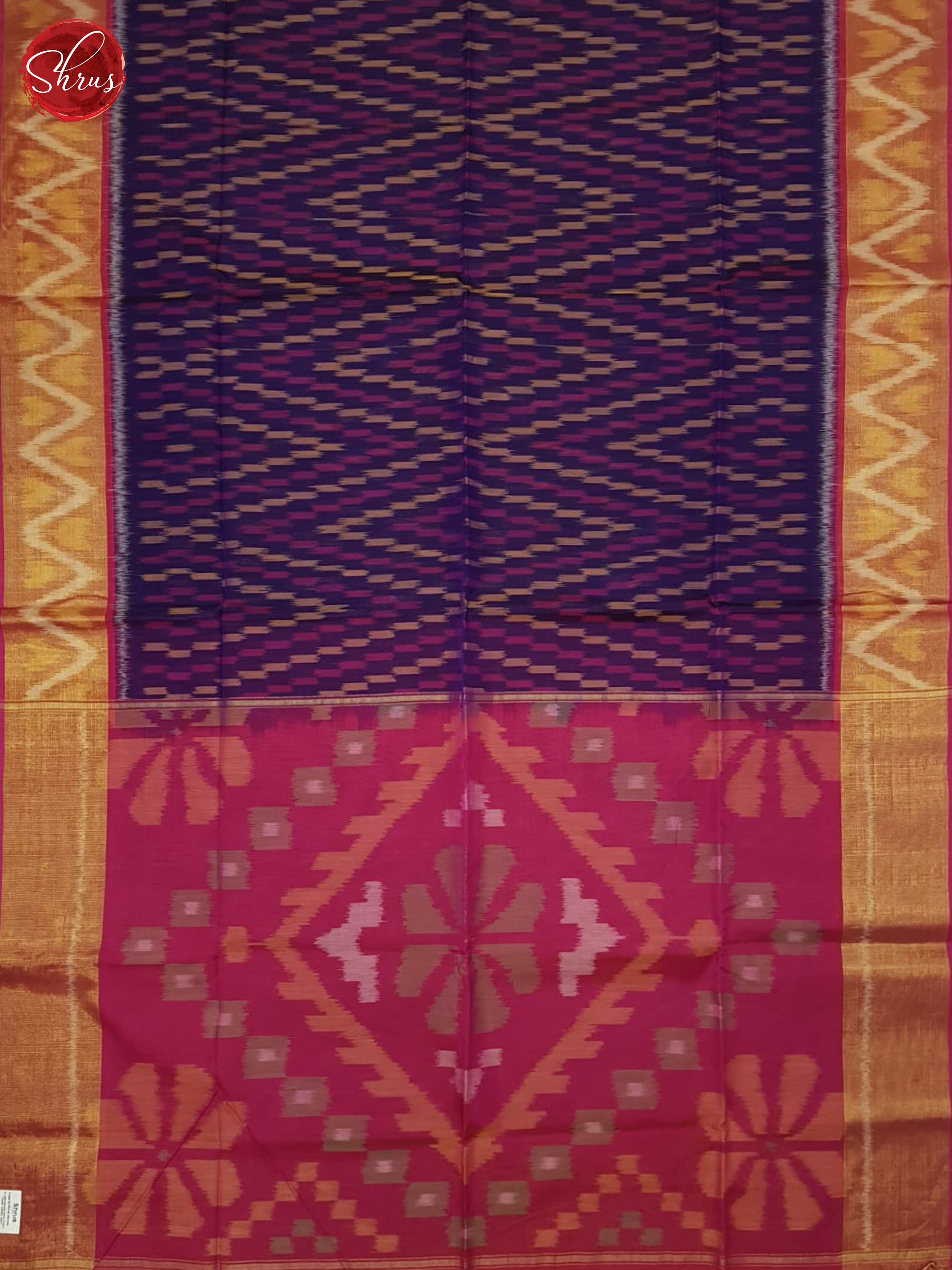 Blue And Pink- Pochampally Silk Cotton Saree - Shop on ShrusEternity.com