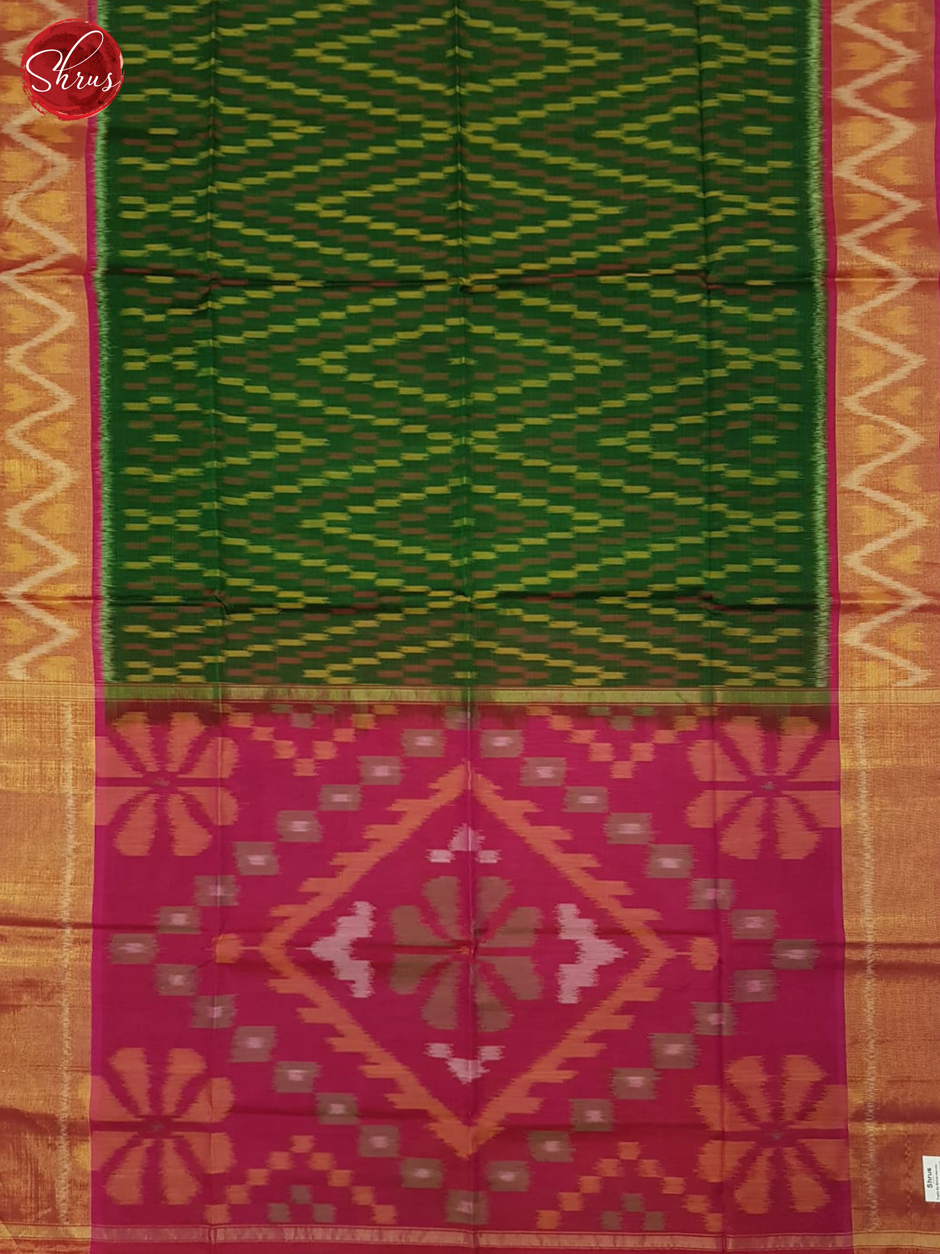 Green And Pink- Pochampally Silk Cotton - Shop on ShrusEternity.com